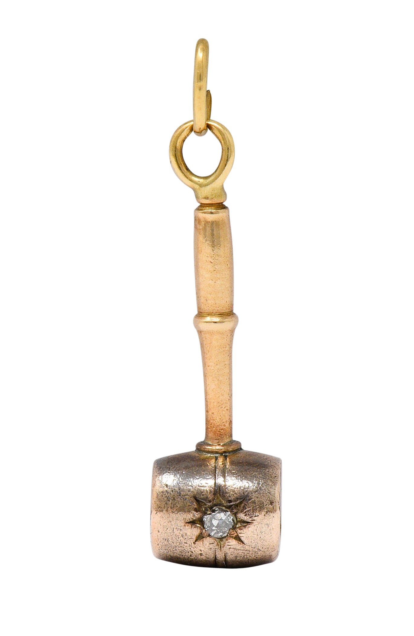 Art Nouveau Diamond 14 Karat Gold Mallet Gavel Charmcharm - Wilson's Estate Jewelry