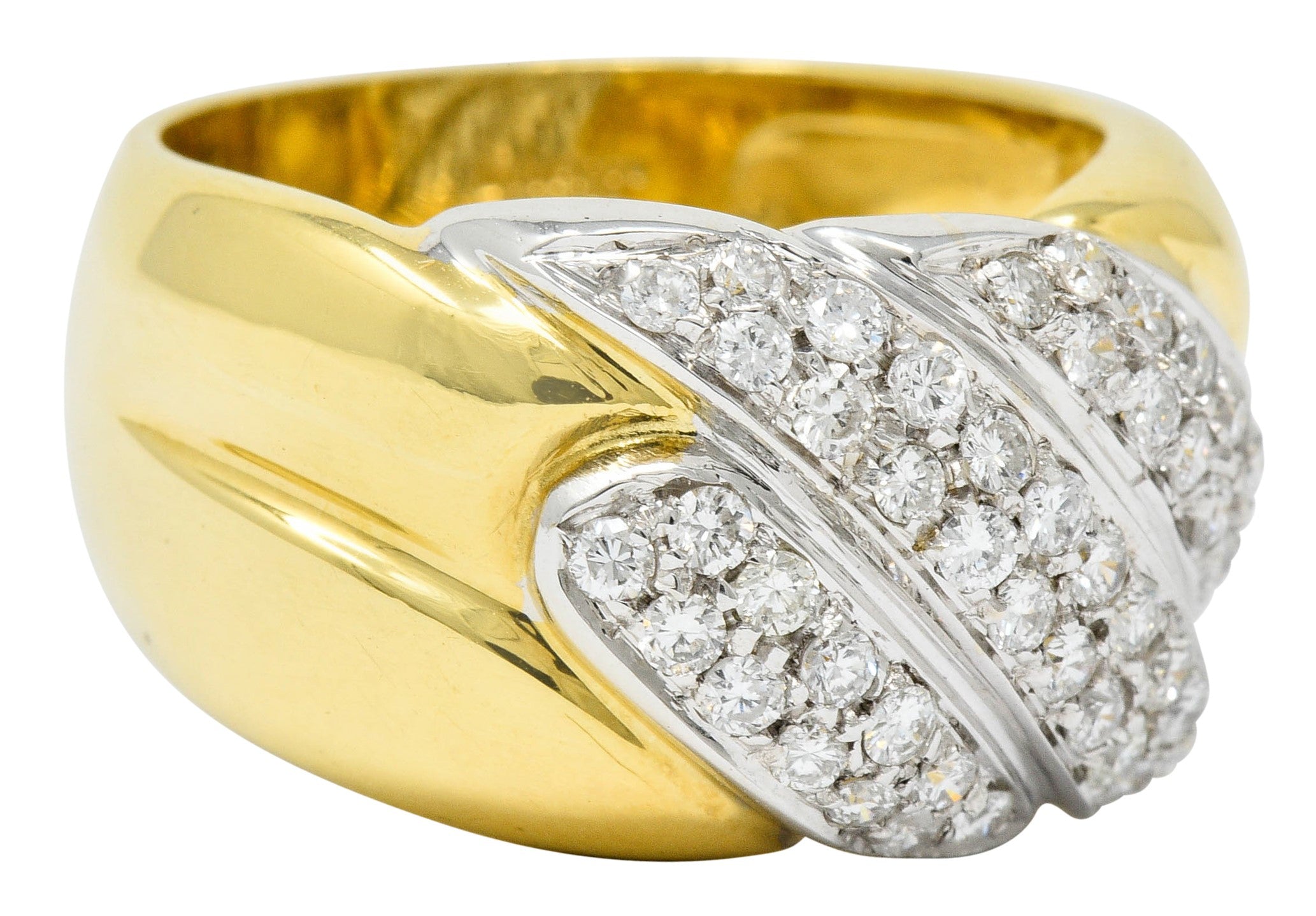 Leo Pizzo Vintage Italian Diamond 18 Karat Two-Tone Gold Band RingRing - Wilson's Estate Jewelry