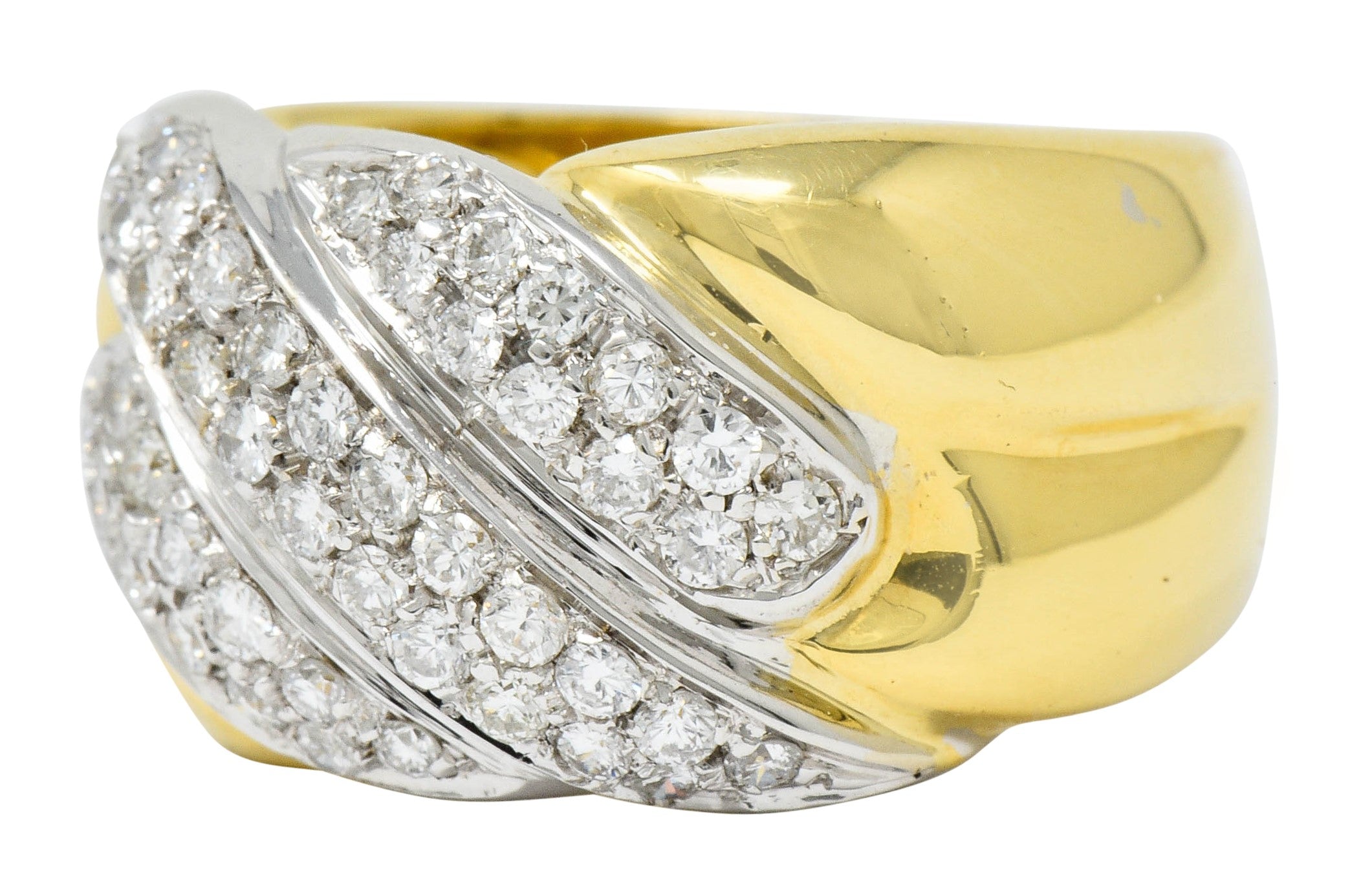 Leo Pizzo Vintage Italian Diamond 18 Karat Two-Tone Gold Band RingRing - Wilson's Estate Jewelry