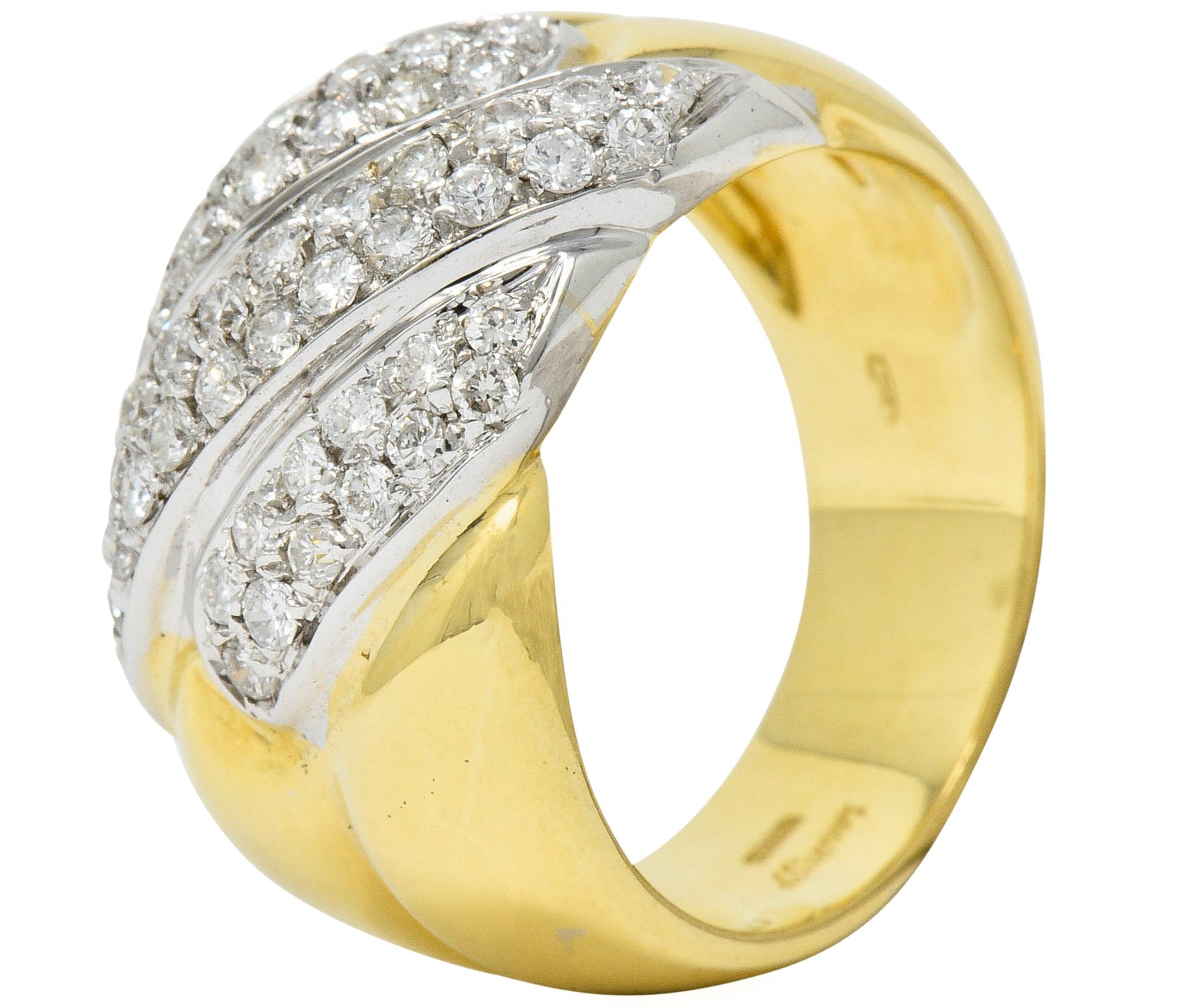 Leo Pizzo Vintage Italian Diamond 18 Karat Two-Tone Gold Band RingRing - Wilson's Estate Jewelry