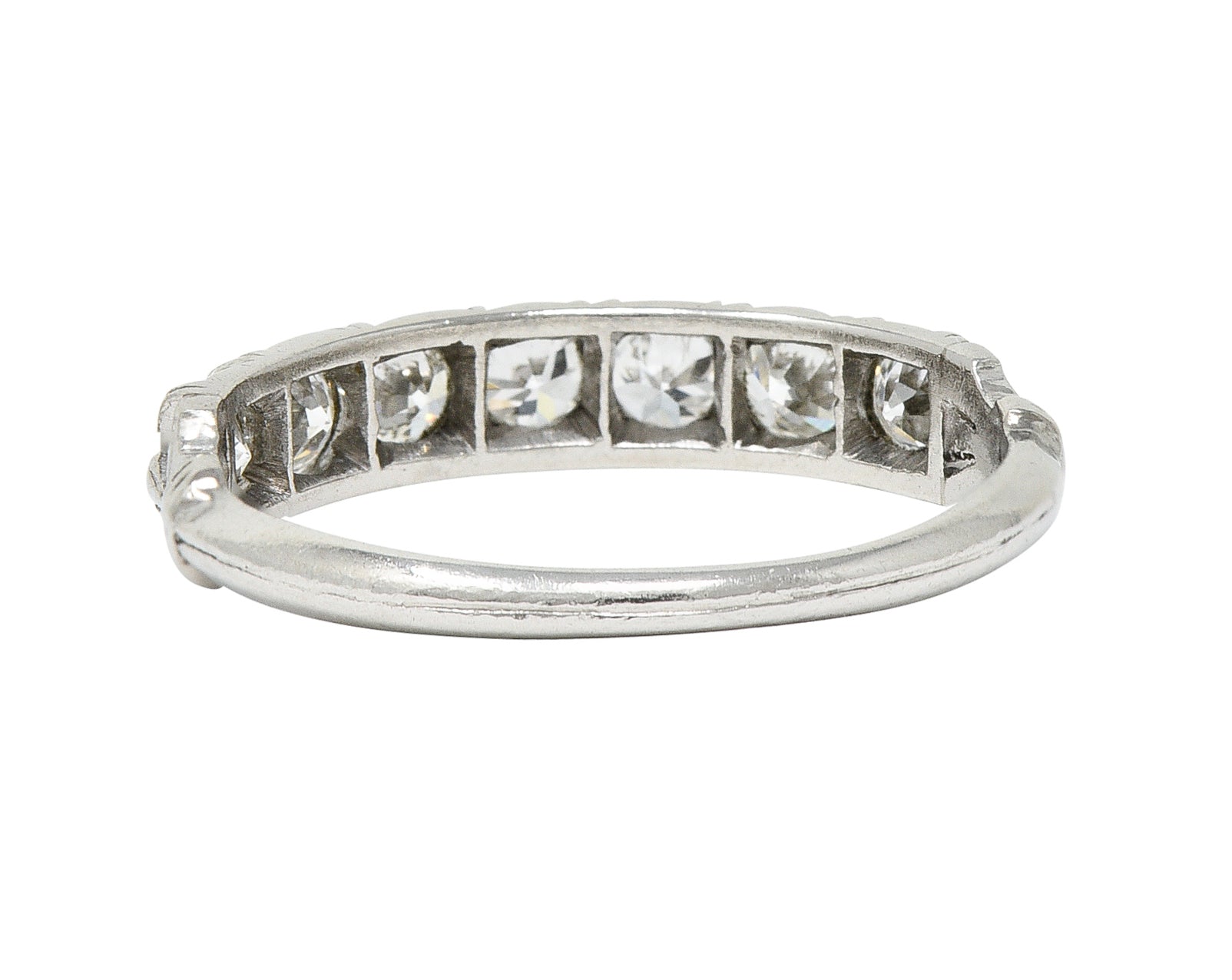 .11111 Mid-Century 0.55 CTW Diamond Platinum Lotus Band RingRing - Wilson's Estate Jewelry