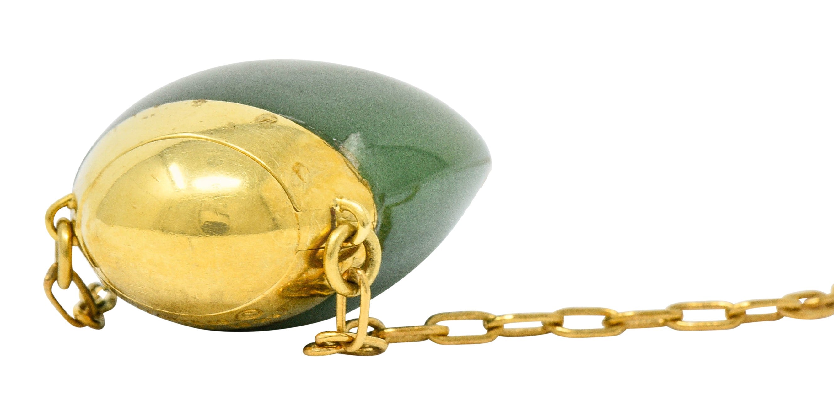 Elsa Peretti Tiffany & Co. Nephrite Jade 18 Karat Gold Perfume Bottle NecklaceNecklace - Wilson's Estate Jewelry