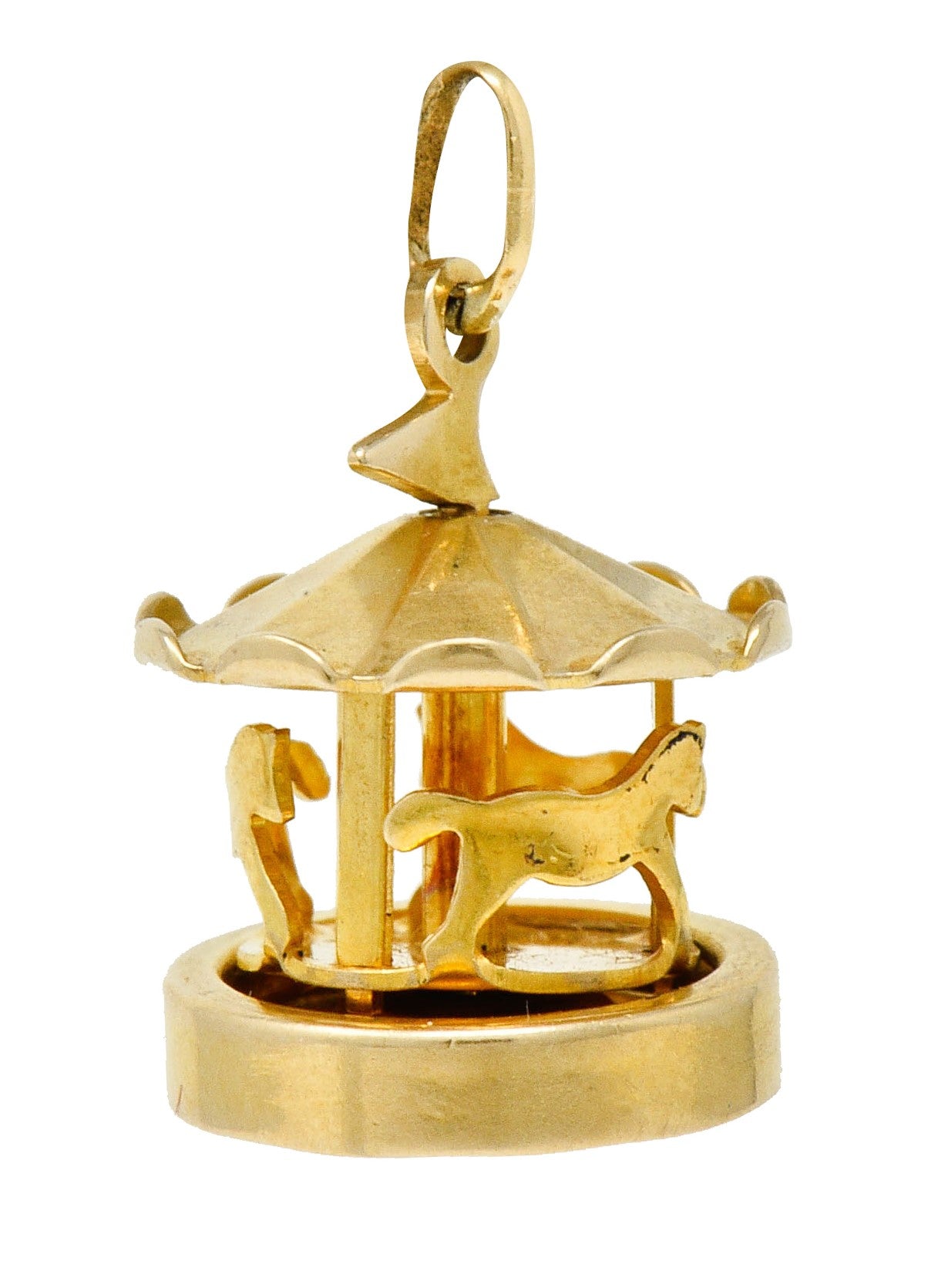 1940's Retro 14 Karat Gold Spinning Carousel Charmcharm - Wilson's Estate Jewelry