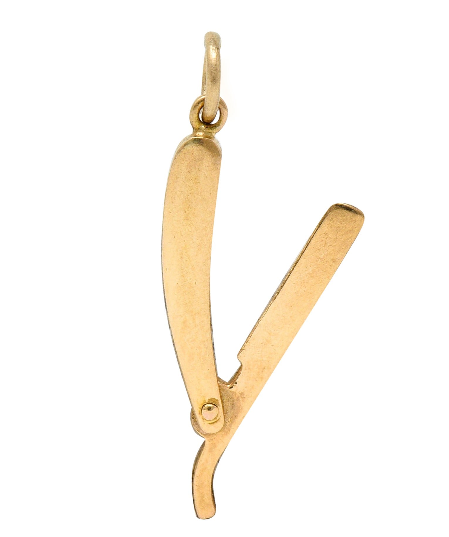 Retro 14 Karat Rose Gold Straight Razor Charmcharm - Wilson's Estate Jewelry