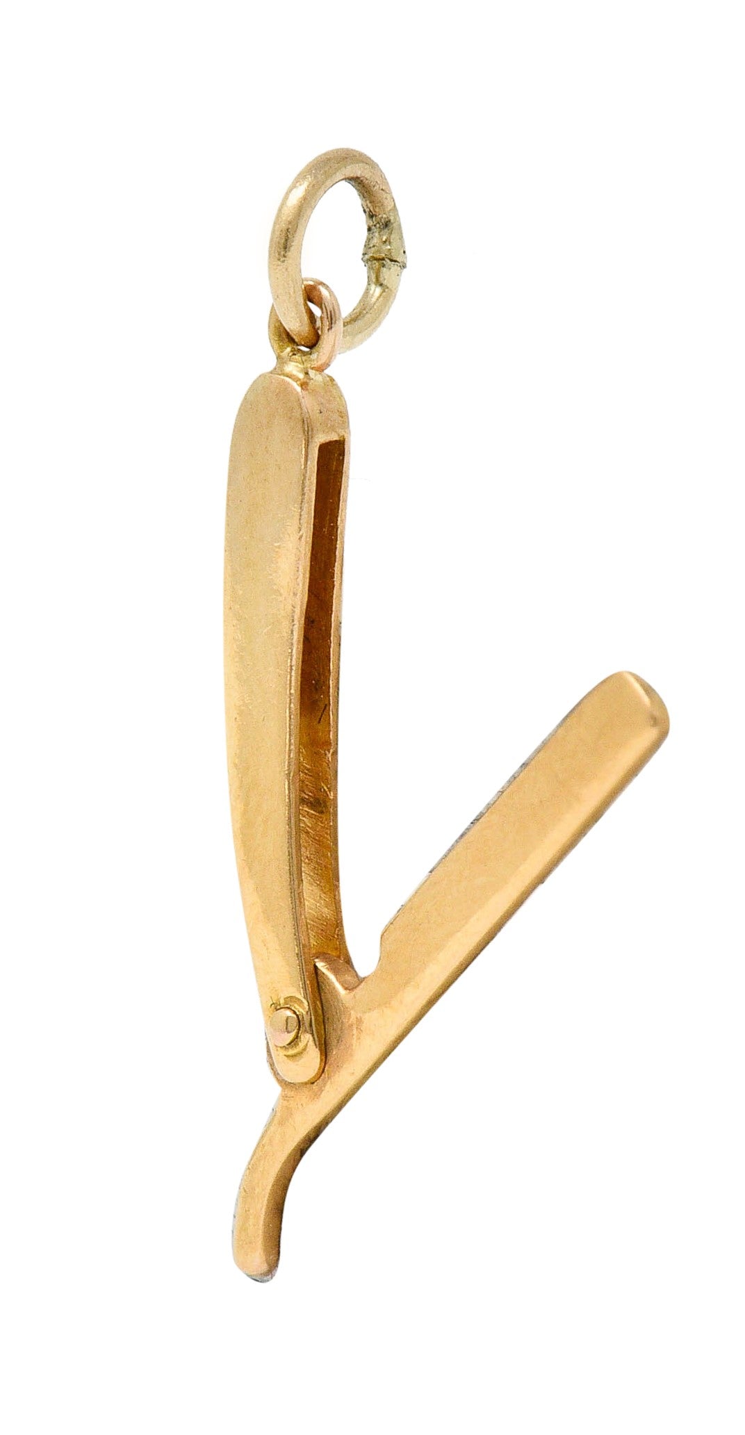 Retro 14 Karat Rose Gold Straight Razor Charmcharm - Wilson's Estate Jewelry