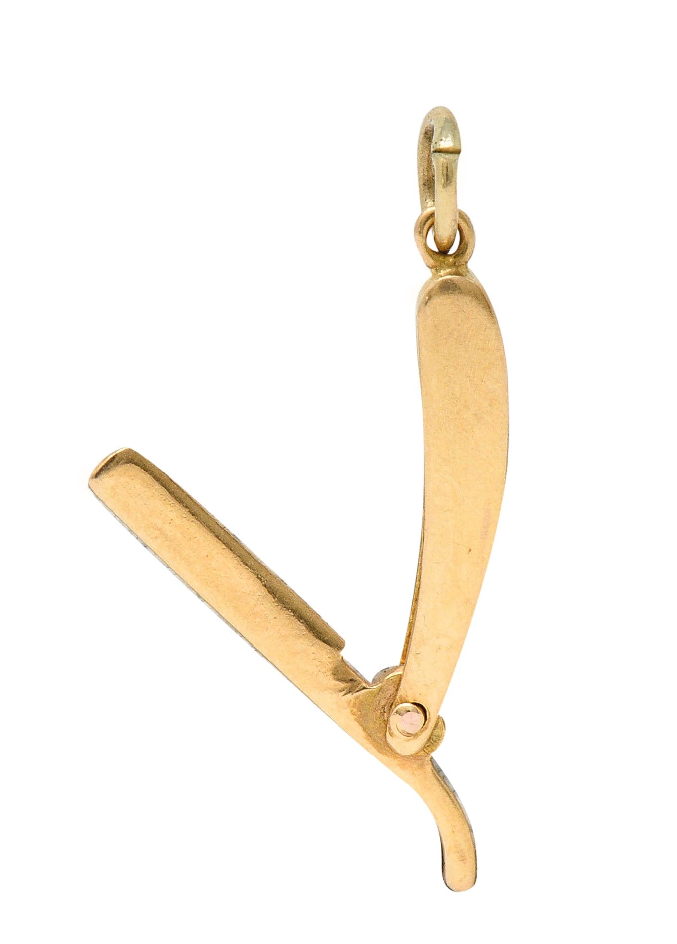 Retro 14 Karat Rose Gold Straight Razor Charmcharm - Wilson's Estate Jewelry