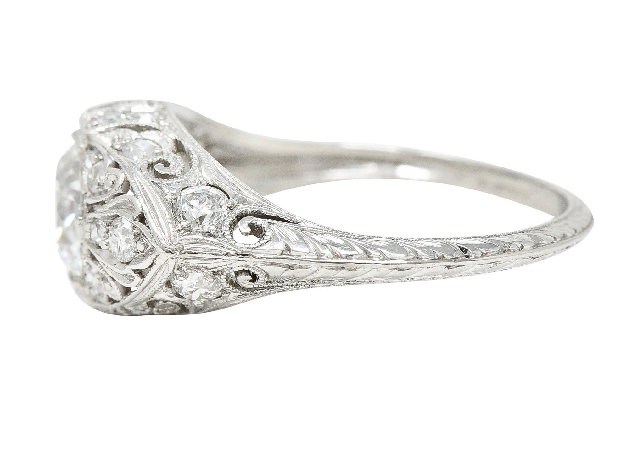 Edwardian 1.30 CTW Diamond Platinum Scrolled Engagement RingRing - Wilson's Estate Jewelry