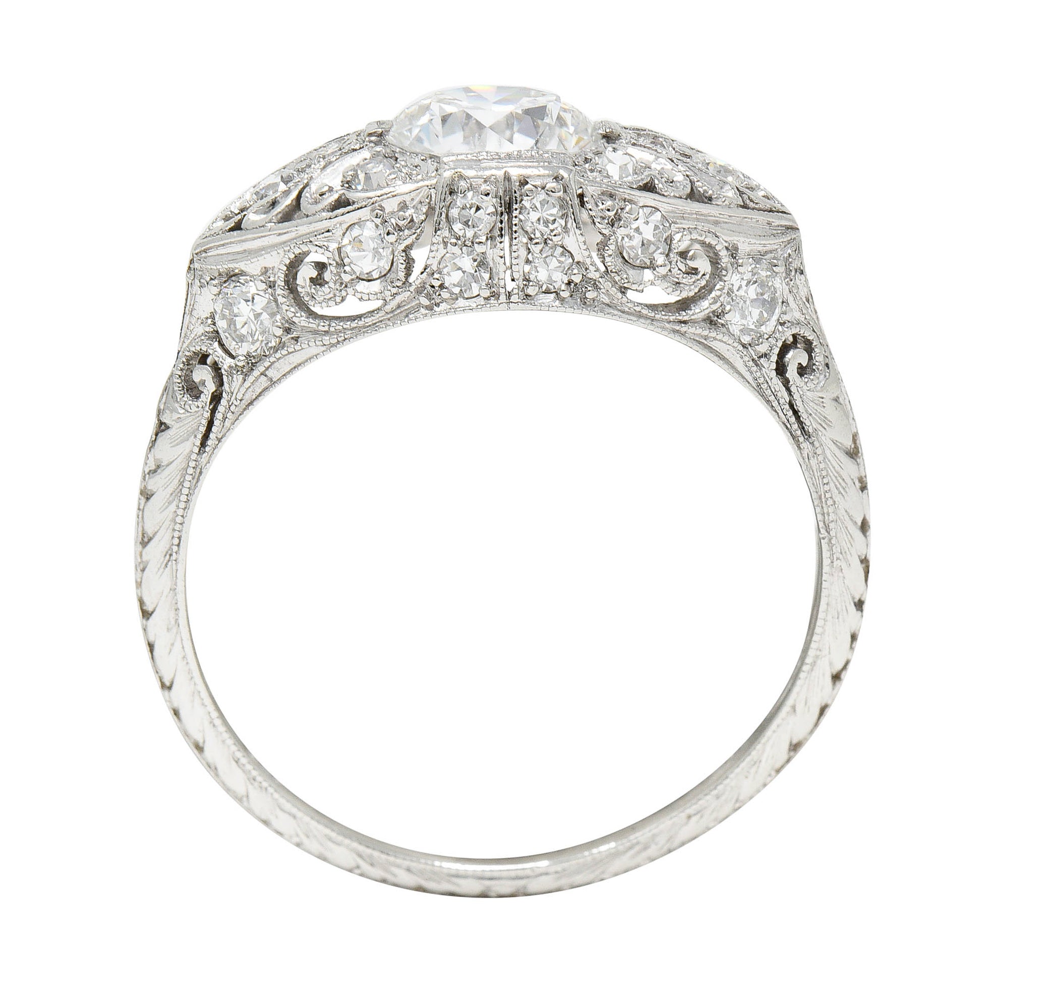 Edwardian 1.30 CTW Diamond Platinum Scrolled Engagement RingRing - Wilson's Estate Jewelry