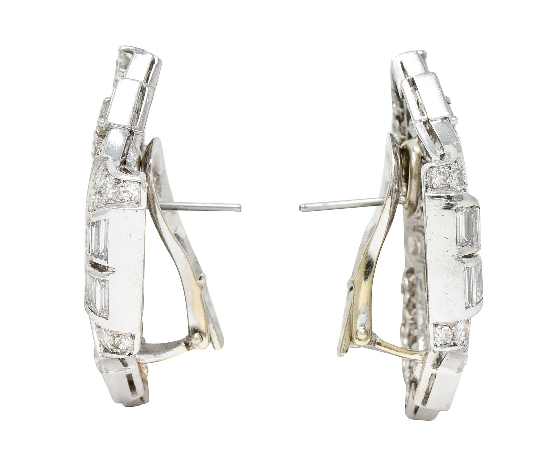 Late French Art Deco 11.00 CTW Diamond Platinum Fanned EarringsEarrings - Wilson's Estate Jewelry