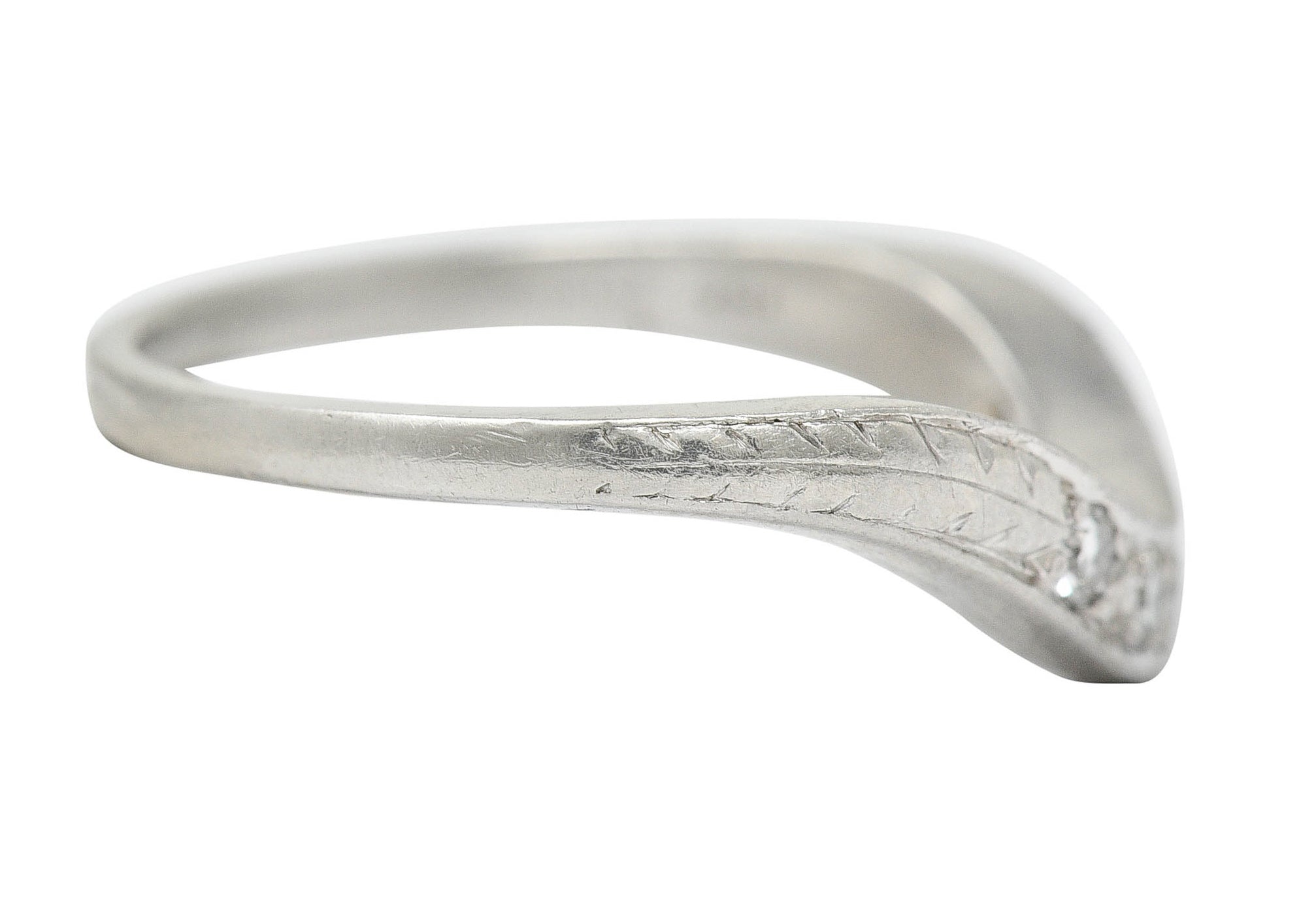 Art Deco 0.15 CTW Diamond Platinum Wheat Chevron Band RingRing - Wilson's Estate Jewelry