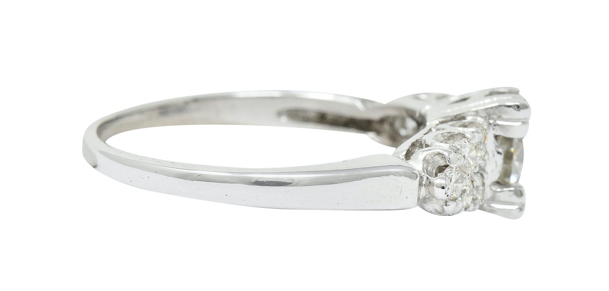 Retro 0.90 CTW Diamond Platinum Fishtail Cluster Engagement RingRing - Wilson's Estate Jewelry