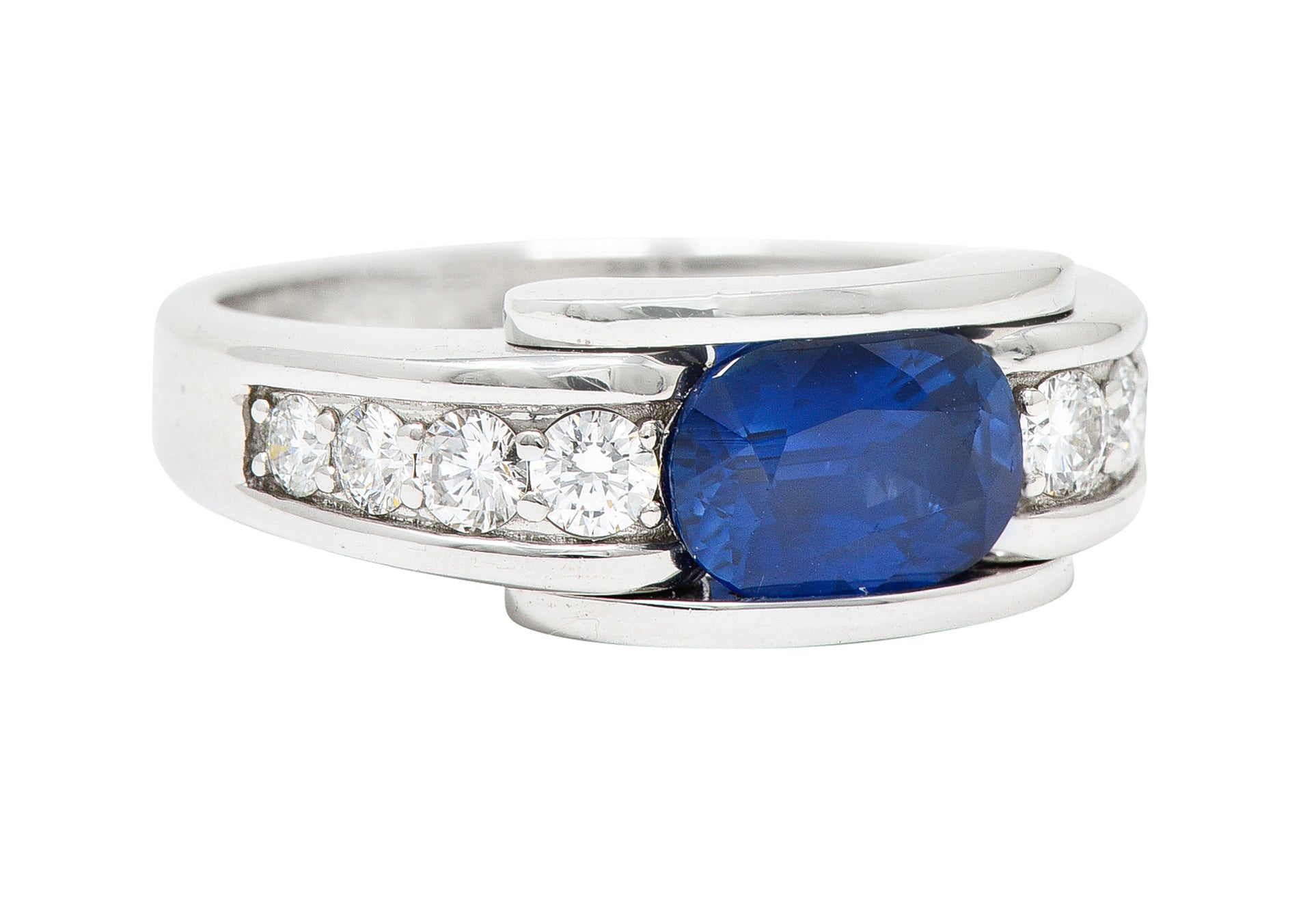 Mauboussin Paris Sapphire Diamond 18 Karat White Gold Alessandra Band RingRing - Wilson's Estate Jewelry