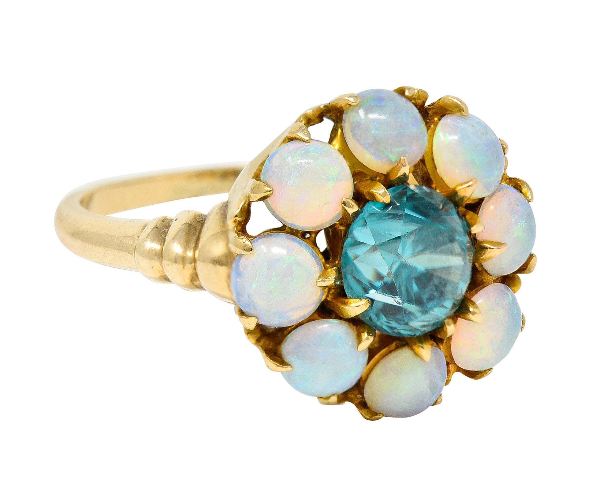 Retro Blue Zircon Opal 14 Karat Gold Cluster RingRing - Wilson's Estate Jewelry