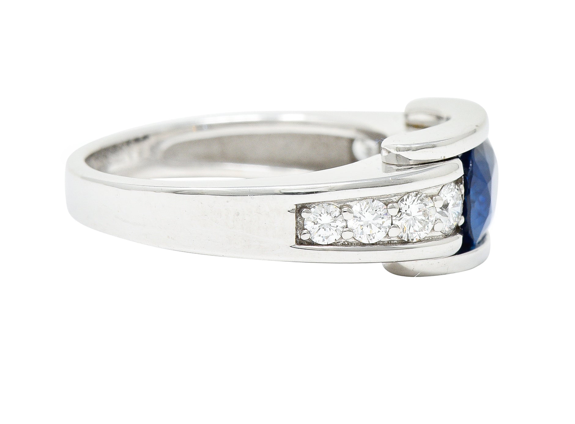 Mauboussin Paris Sapphire Diamond 18 Karat White Gold Alessandra Band RingRing - Wilson's Estate Jewelry