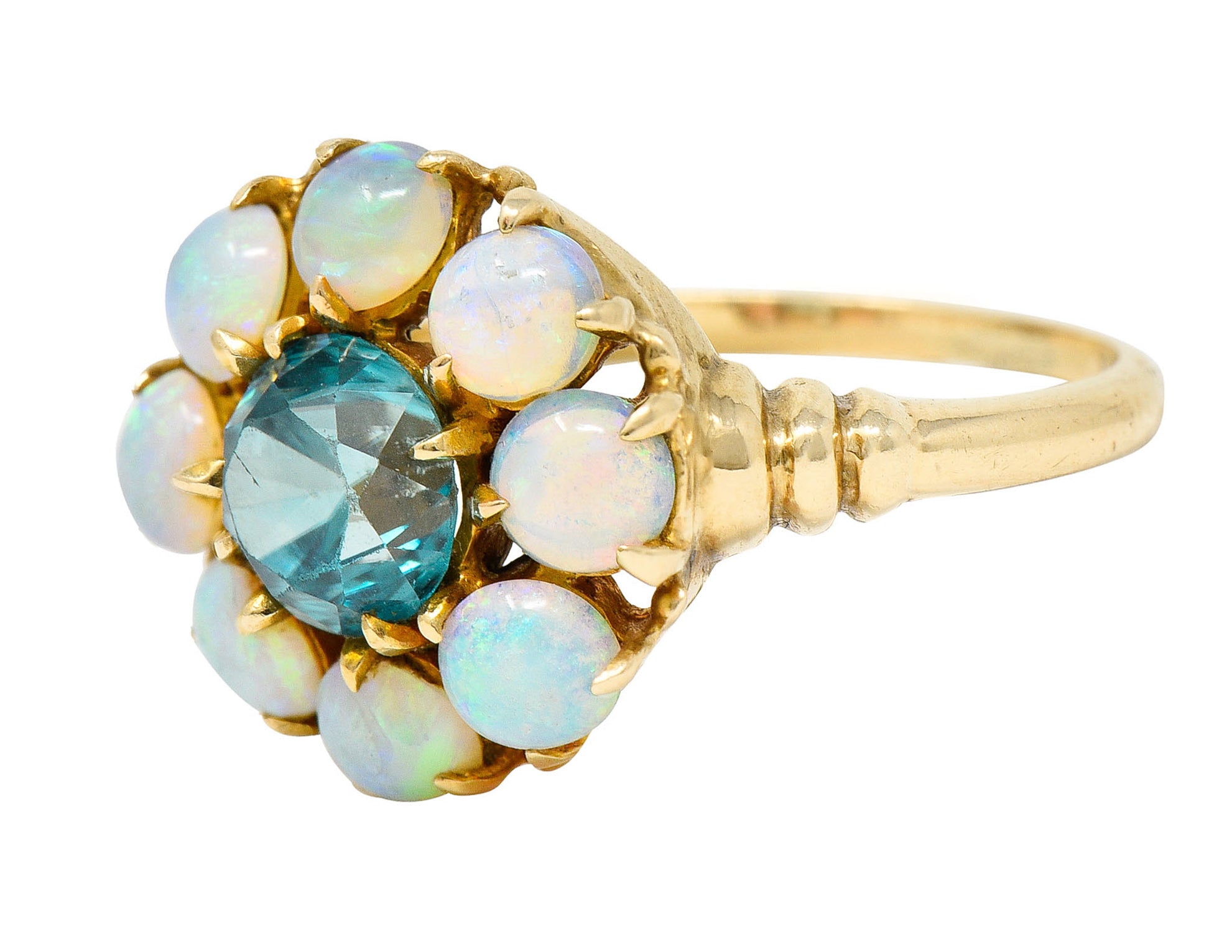 Retro Blue Zircon Opal 14 Karat Gold Cluster RingRing - Wilson's Estate Jewelry