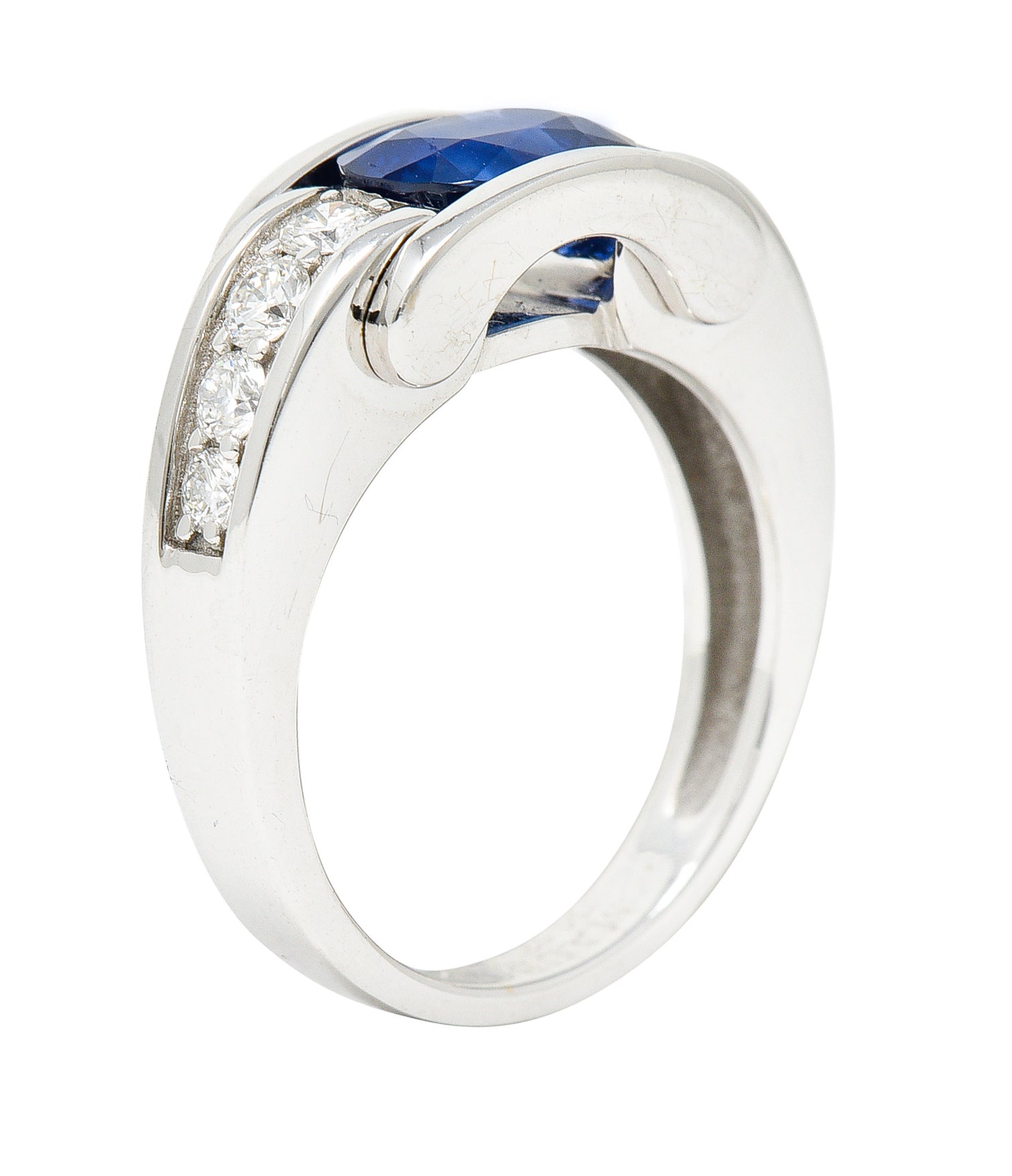 Mauboussin Paris Sapphire Diamond 18 Karat White Gold Alessandra Band RingRing - Wilson's Estate Jewelry