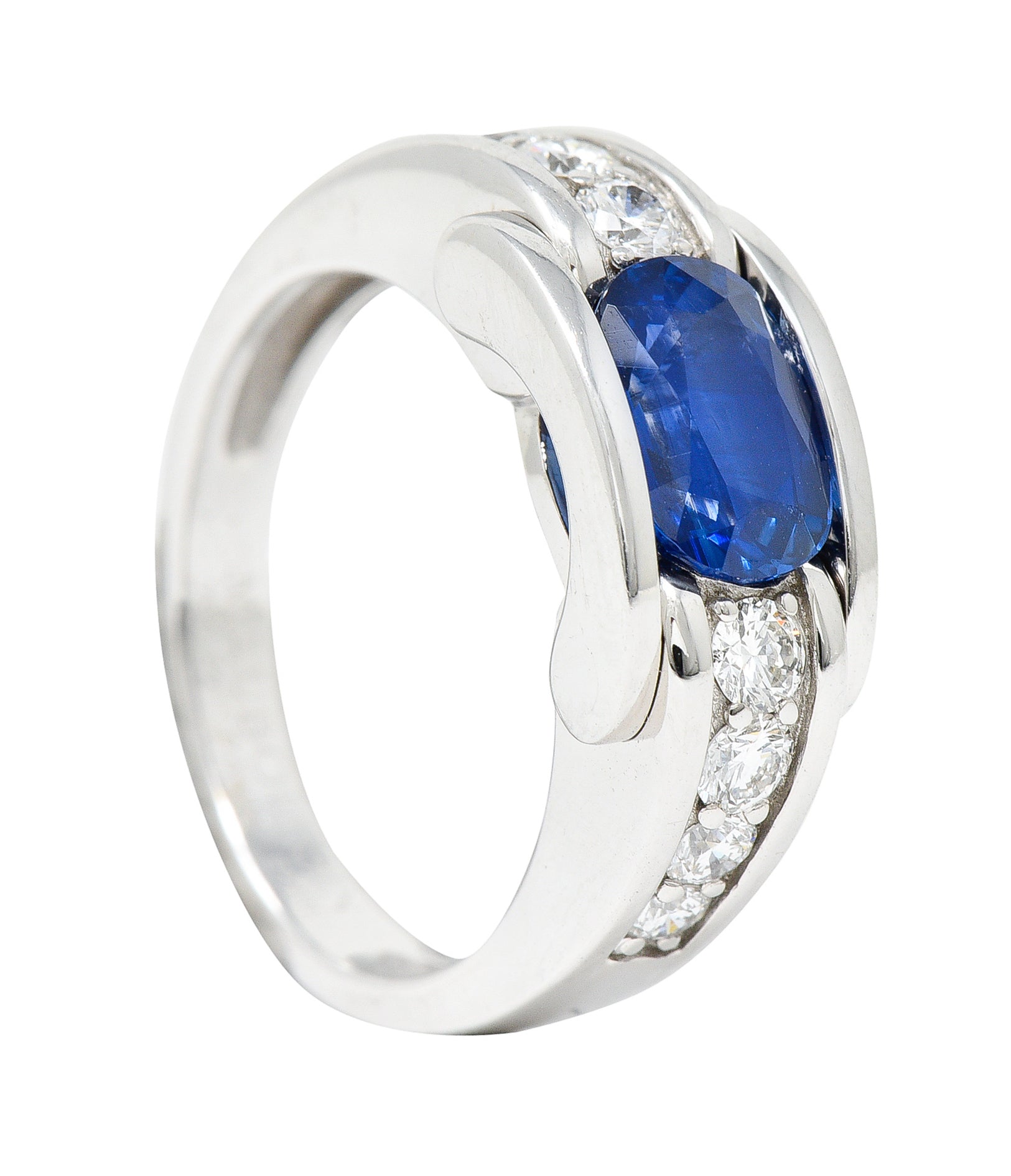 Mauboussin Paris Sapphire Diamond 18 Karat White Gold Alessandra Band RingRing - Wilson's Estate Jewelry