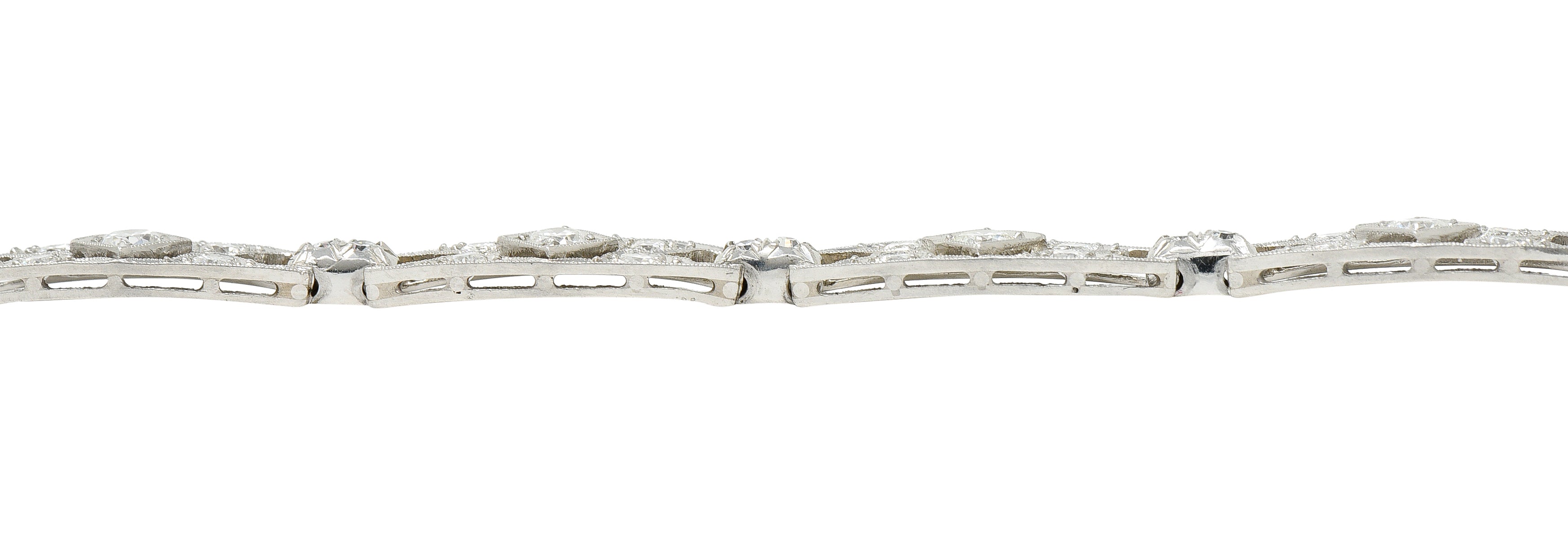 Art Deco Diamond Platinum Panel Link Bracelet Wilson's Estate Jewelry