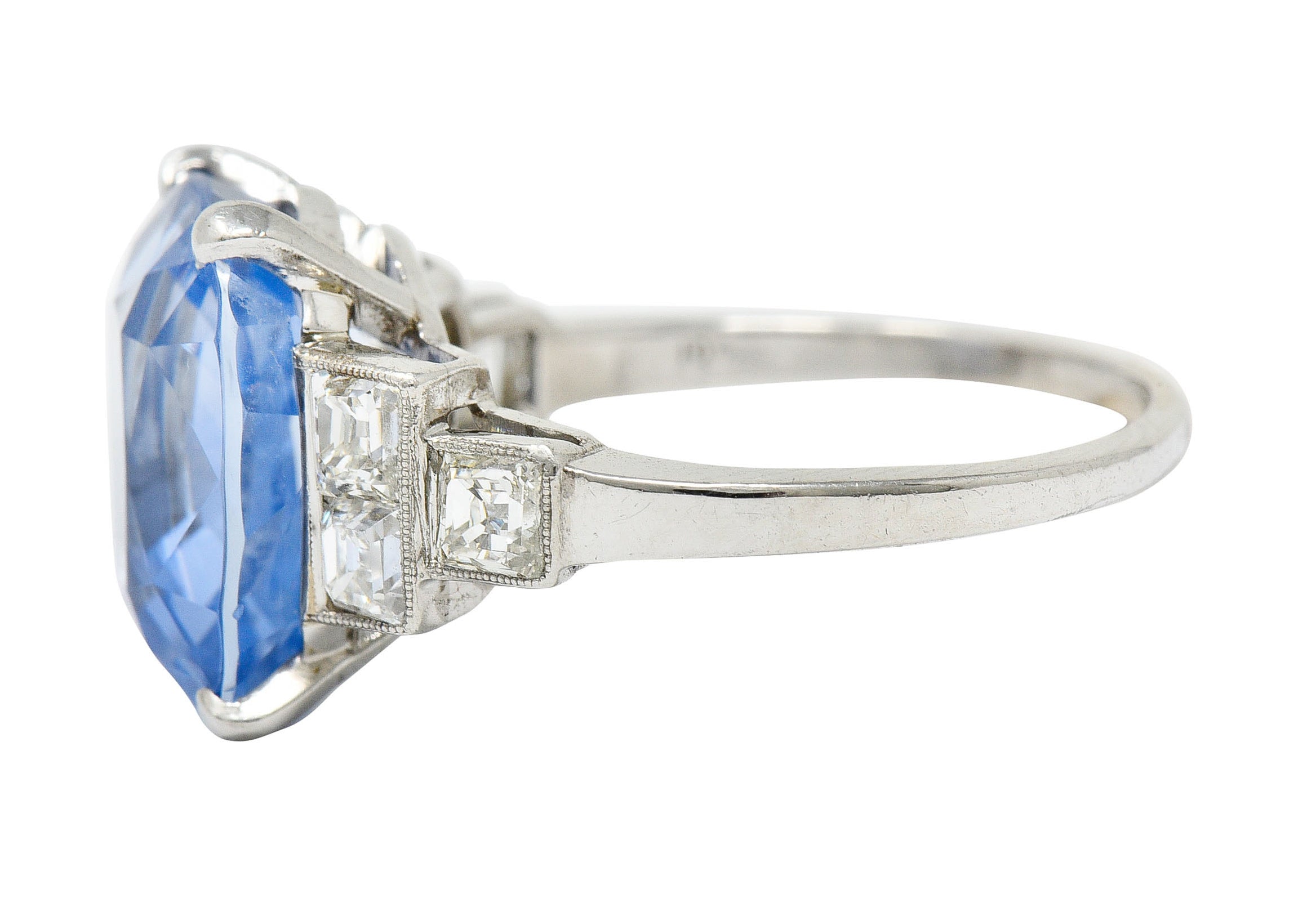 1950's Mid-Century 11.15 CTW No Heat Ceylon Sapphire Diamond Platinum Statement Ring GIARing - Wilson's Estate Jewelry