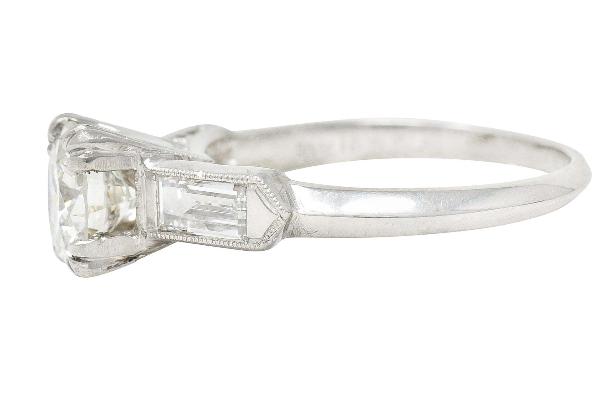 Mid-Century 1.73 CTW Diamond Platinum Chevron Vintage Engagement Ring GIA Wilson's Estate Jewelry