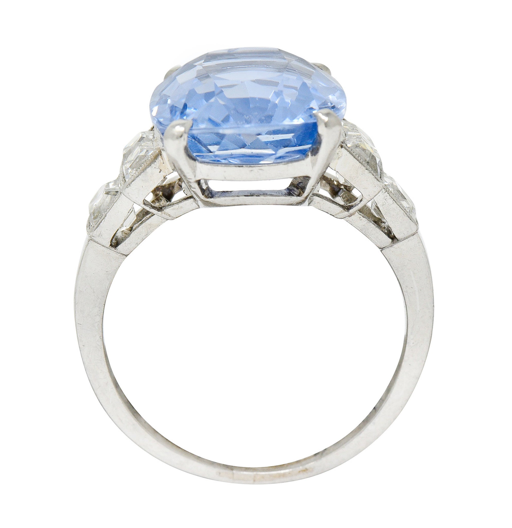 1950's Mid-Century 11.15 CTW No Heat Ceylon Sapphire Diamond Platinum Statement Ring GIARing - Wilson's Estate Jewelry