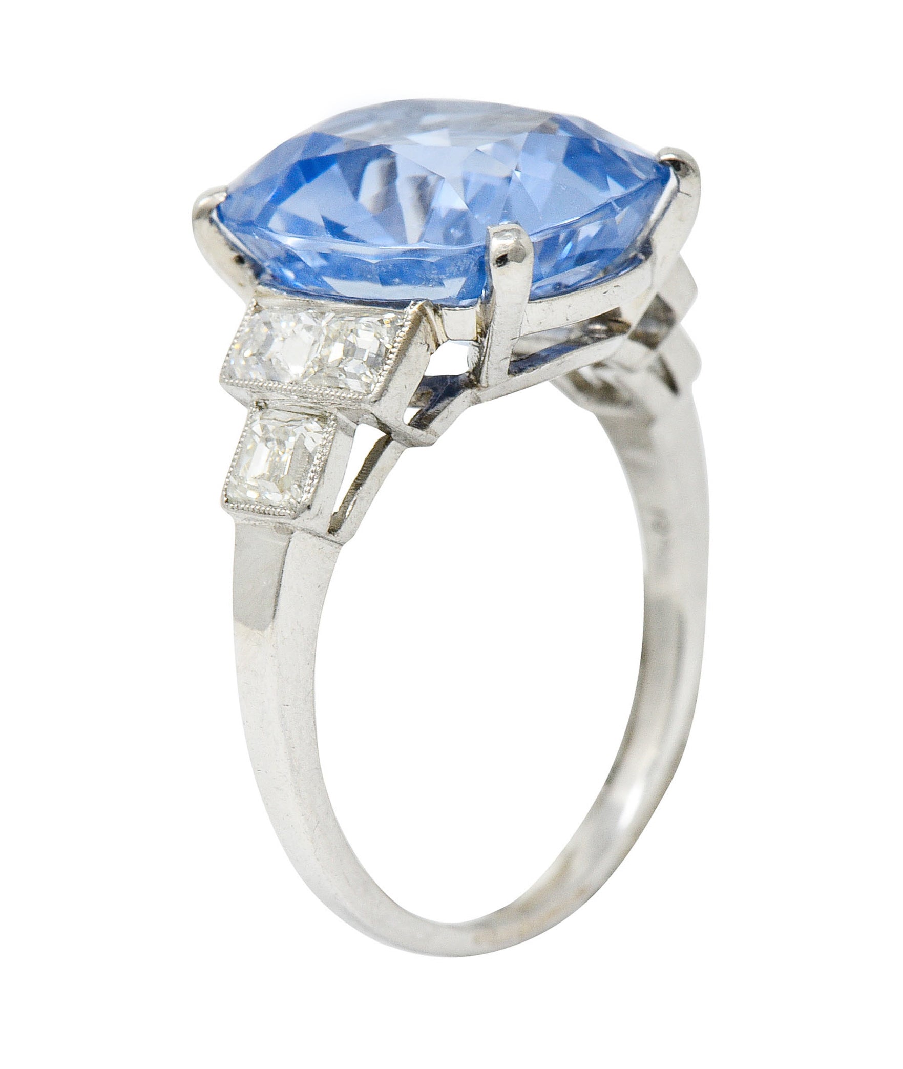 1950's Mid-Century 11.15 CTW No Heat Ceylon Sapphire Diamond Platinum Statement Ring GIARing - Wilson's Estate Jewelry