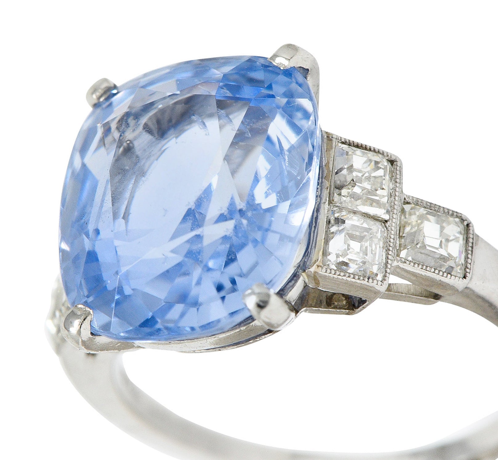 1950's Mid-Century 11.15 CTW No Heat Ceylon Sapphire Diamond Platinum Statement Ring GIARing - Wilson's Estate Jewelry