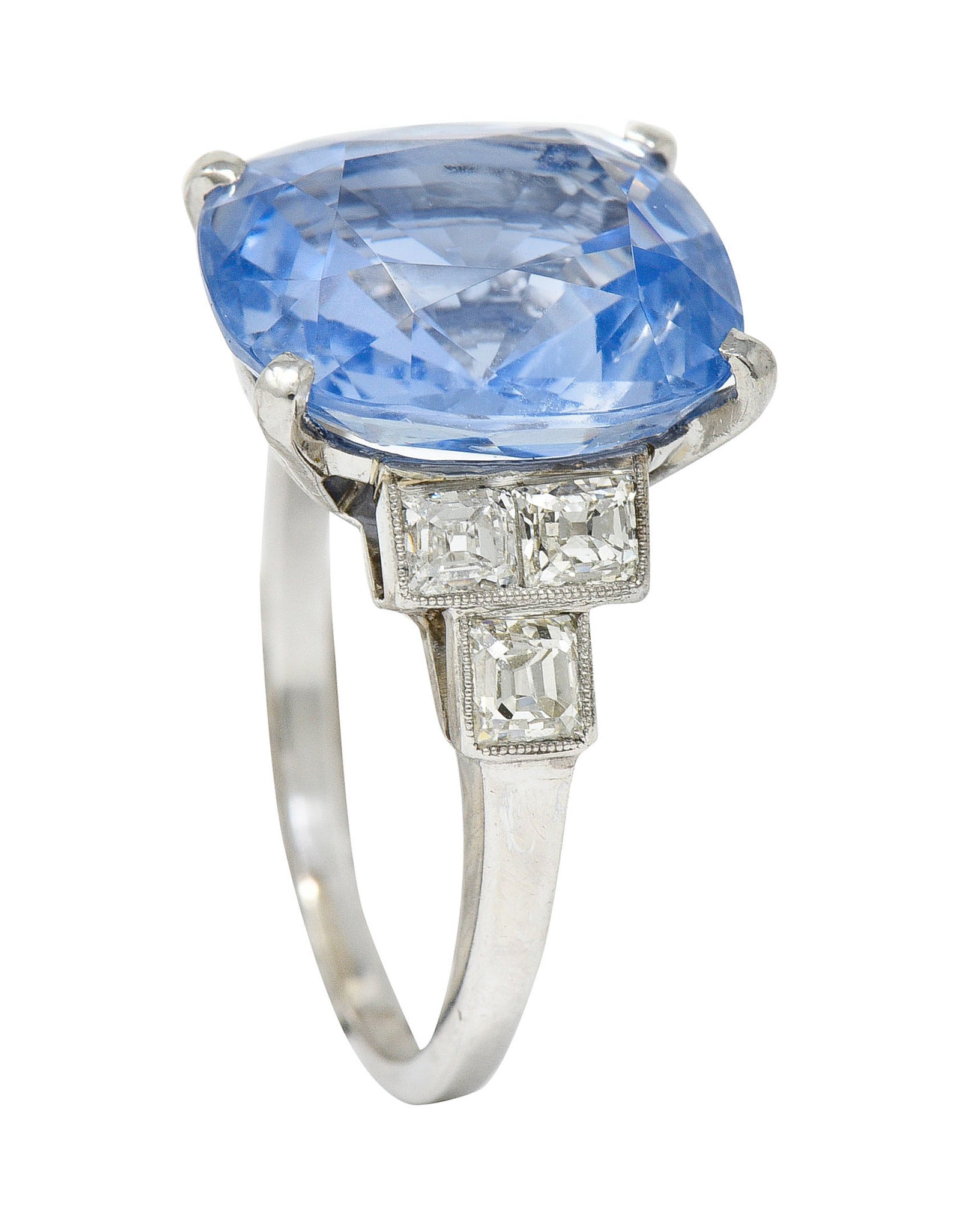 1950's Mid-Century 11.15 CTW No Heat Ceylon Sapphire Diamond Platinum Statement Ring GIARing - Wilson's Estate Jewelry