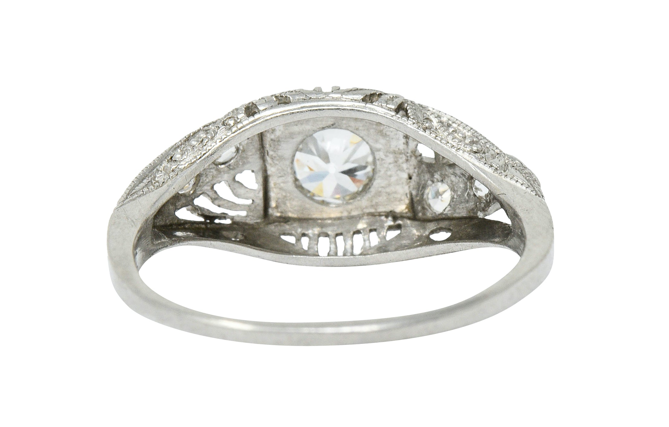 Art Deco 0.45 CTW Diamond Platinum Bombe Engagement RingRing - Wilson's Estate Jewelry