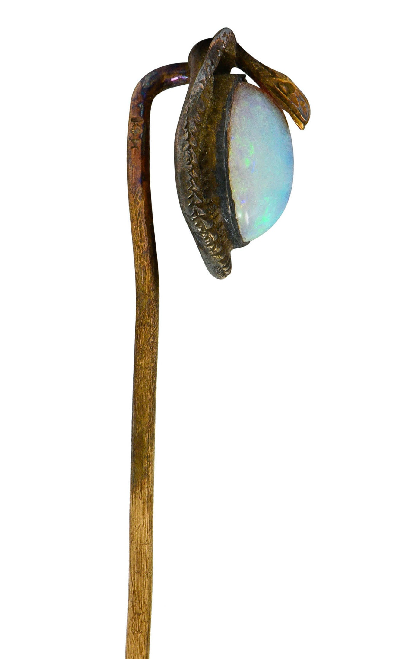 Victorian Opal 14 Karat Gold Snake Stickpin Circa 1900Stick Pin - Wilson's Estate Jewelry