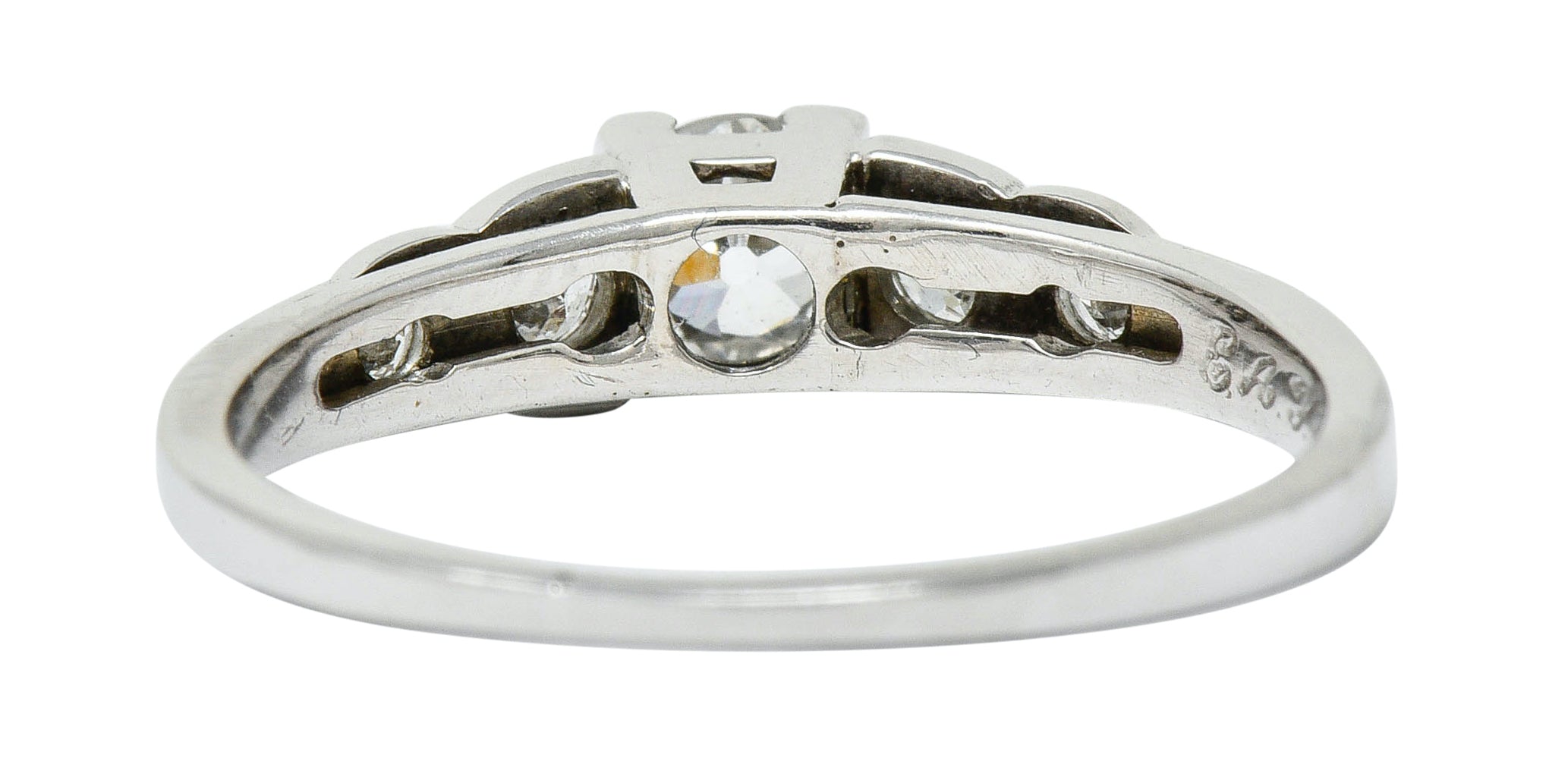 Late Art Deco 0.36 CTW Diamond 14 Karat White Gold Engagement RingRing - Wilson's Estate Jewelry