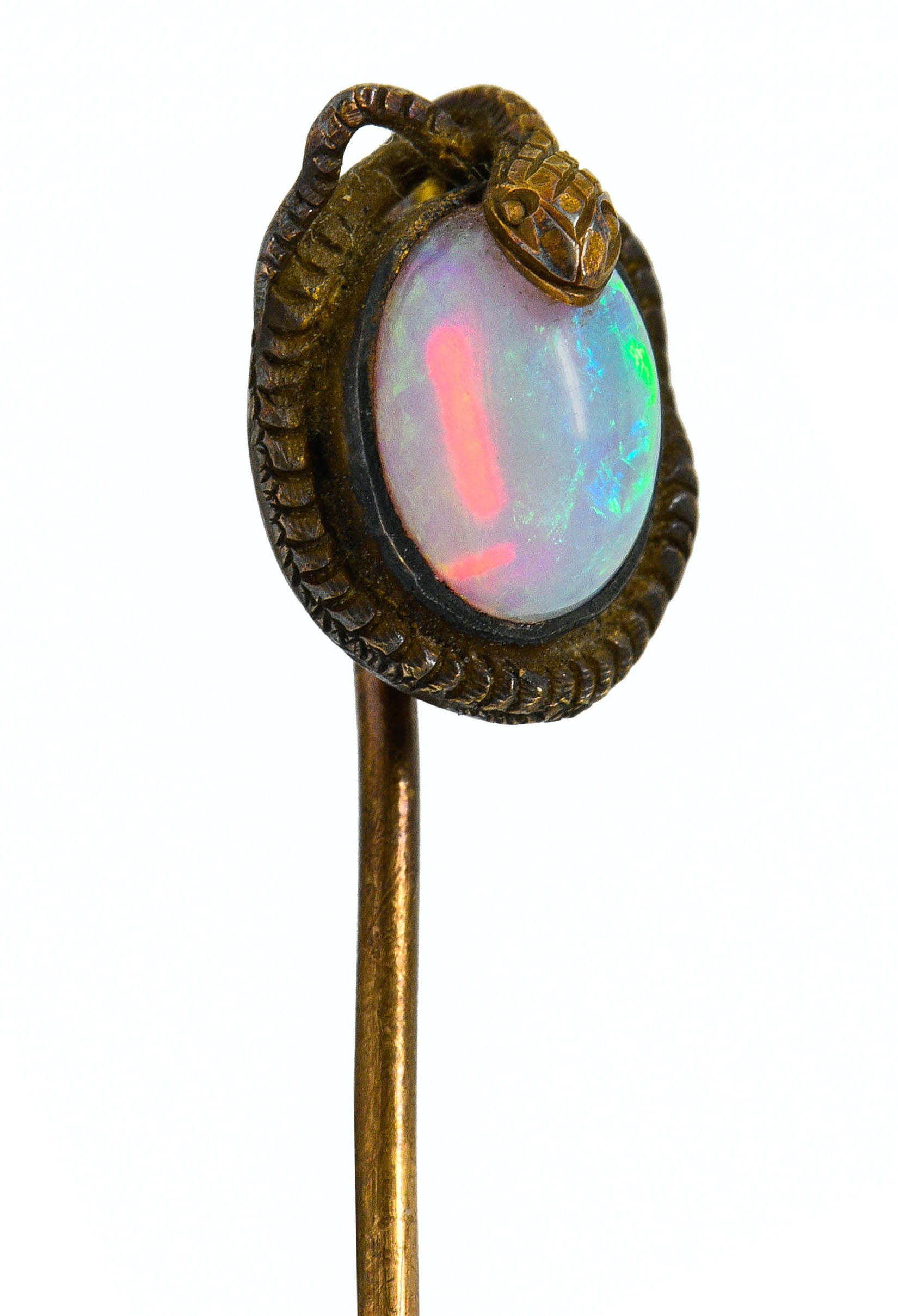 Victorian Opal 14 Karat Gold Snake Stickpin Circa 1900Stick Pin - Wilson's Estate Jewelry