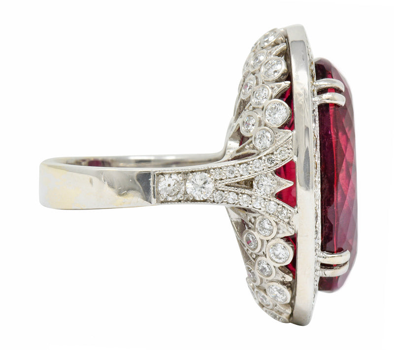 Outstanding 24.00 CTW Rubellite Diamond 18 Karat White Gold Statement RingRing - Wilson's Estate Jewelry