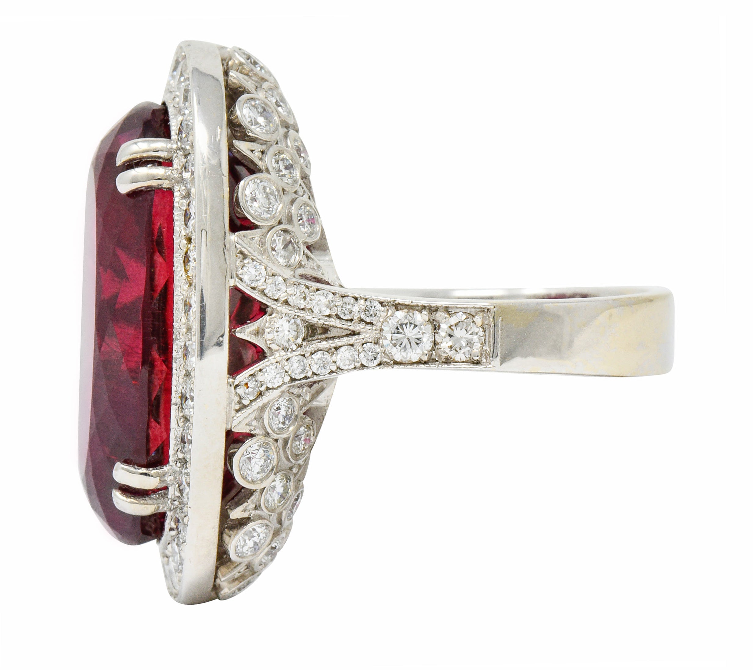 Outstanding 24.00 CTW Rubellite Diamond 18 Karat White Gold Statement RingRing - Wilson's Estate Jewelry