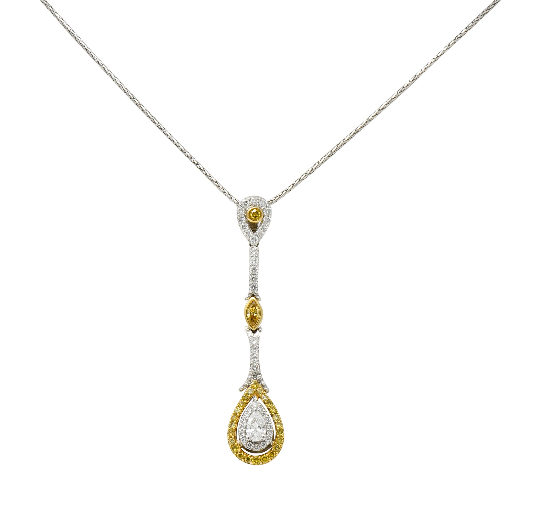 Natalie K Forevermark 1.25 CTW Diamond 14 Karat Two-Tone Gold Pear Drop Necklace - Wilson's Estate Jewelry