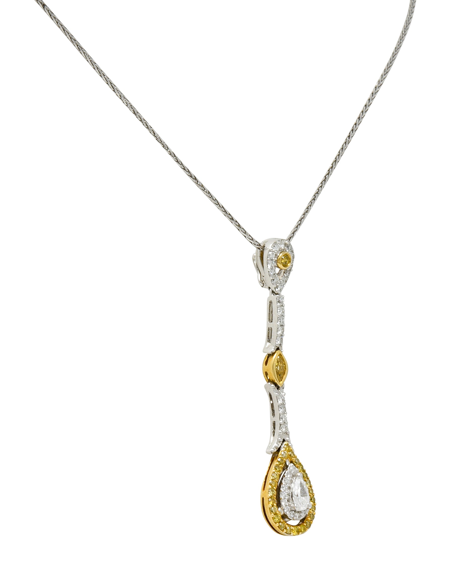 Natalie K Forevermark 1.25 CTW Diamond 14 Karat Two-Tone Gold Pear Drop Necklace - Wilson's Estate Jewelry