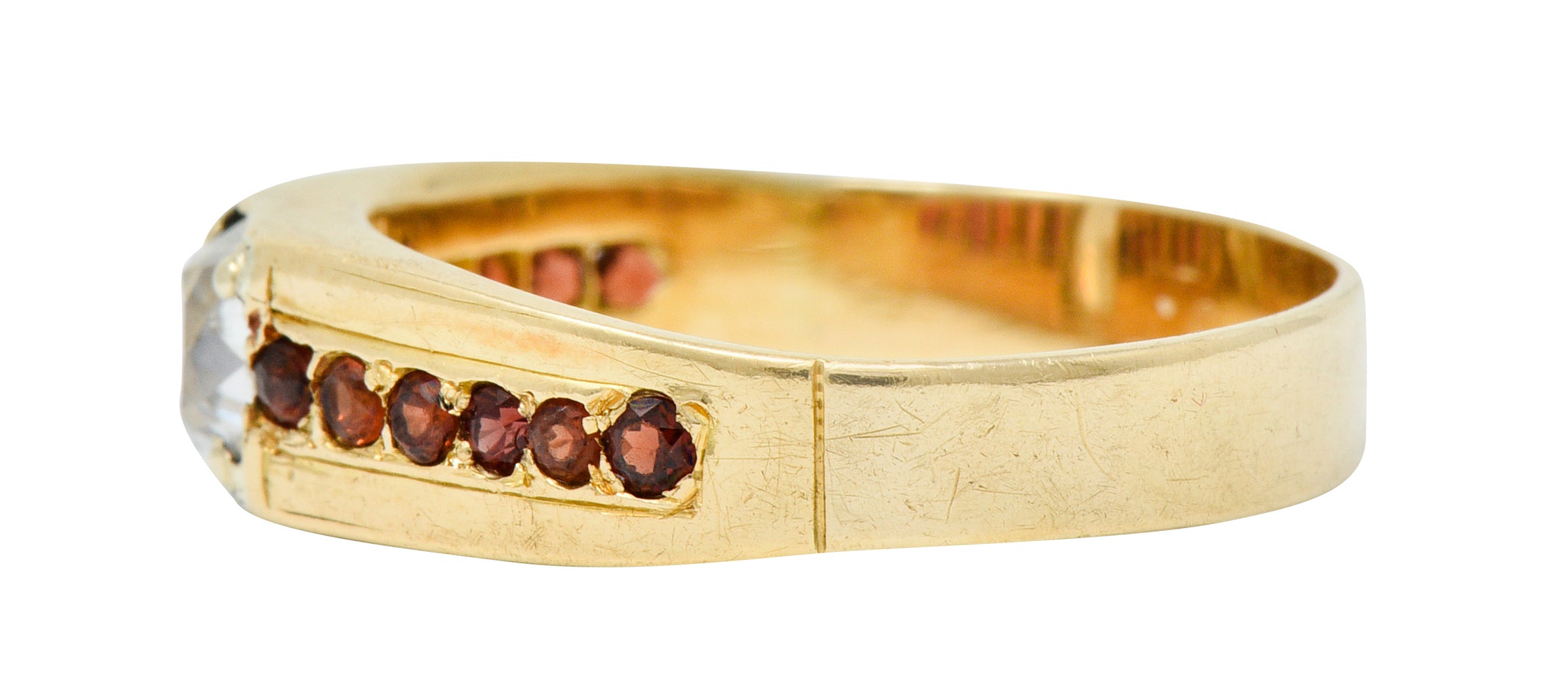 Retro Garnet 0.51 CTW Diamond 14 Karat Gold Unisex RingRing - Wilson's Estate Jewelry