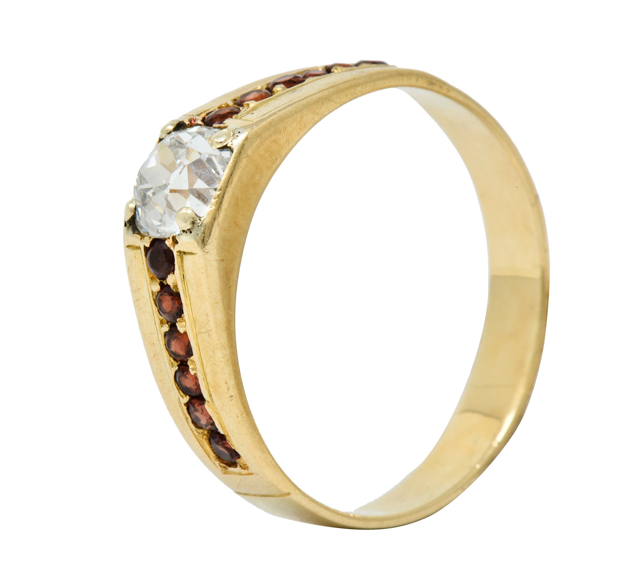 Retro Garnet 0.51 CTW Diamond 14 Karat Gold Unisex RingRing - Wilson's Estate Jewelry