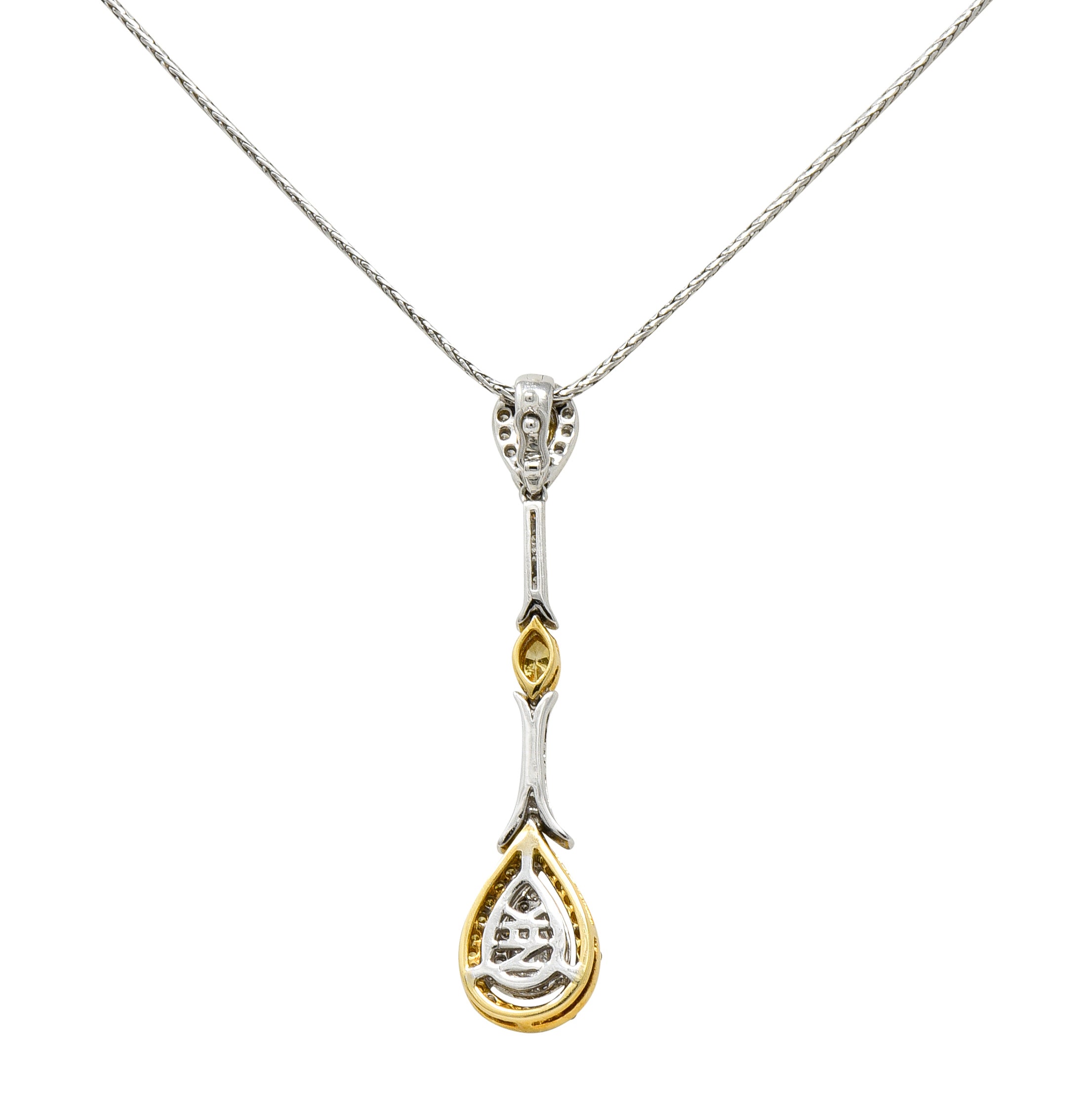 Natalie K Forevermark 1.25 CTW Diamond 14 Karat Two-Tone Gold Pear Drop Necklace - Wilson's Estate Jewelry