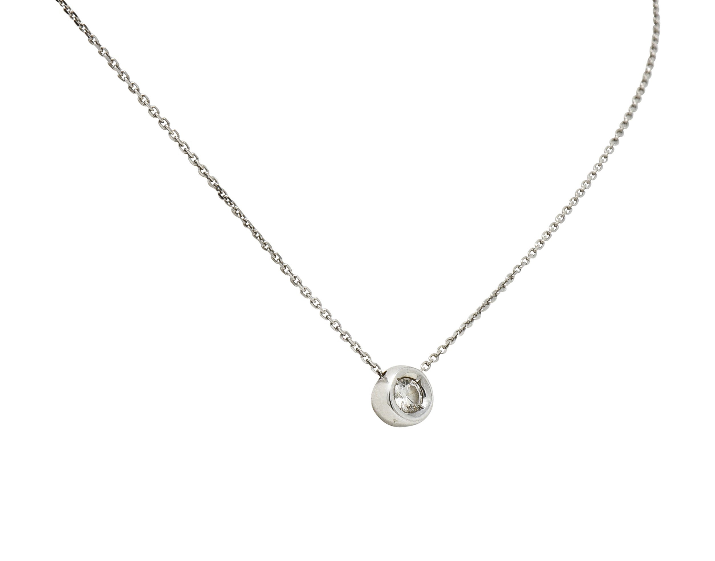 Contemporary 0.25 CTW Diamond Solitaire 14 Karat White Gold Necklace - Wilson's Estate Jewelry