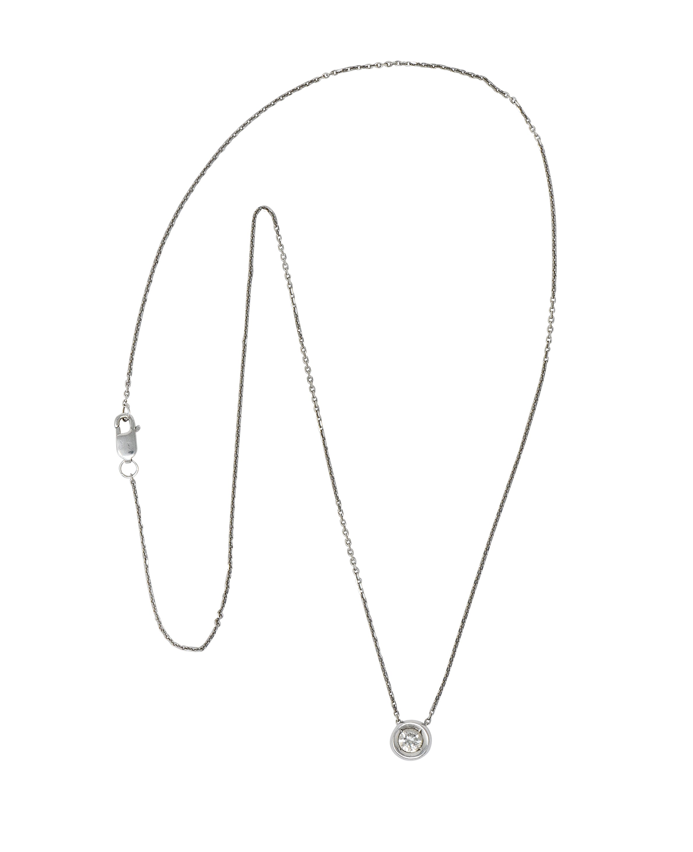 Contemporary 0.25 CTW Diamond Solitaire 14 Karat White Gold Necklace - Wilson's Estate Jewelry