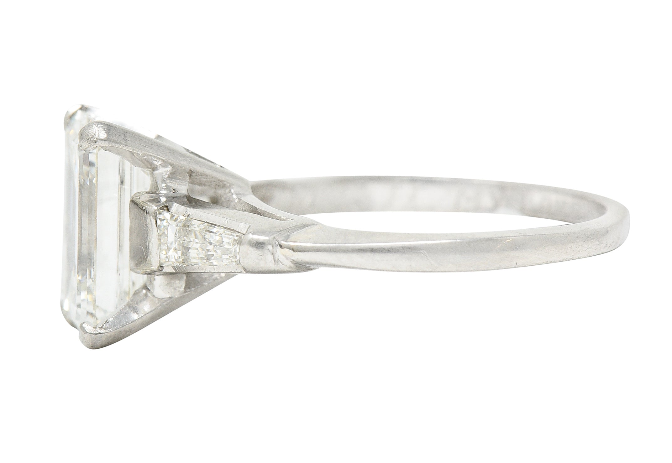 1960's 2.30 CTW Emerald Cut Diamond Platinum Vintage Engagement Ring GIA Wilson's Estate Jewelry