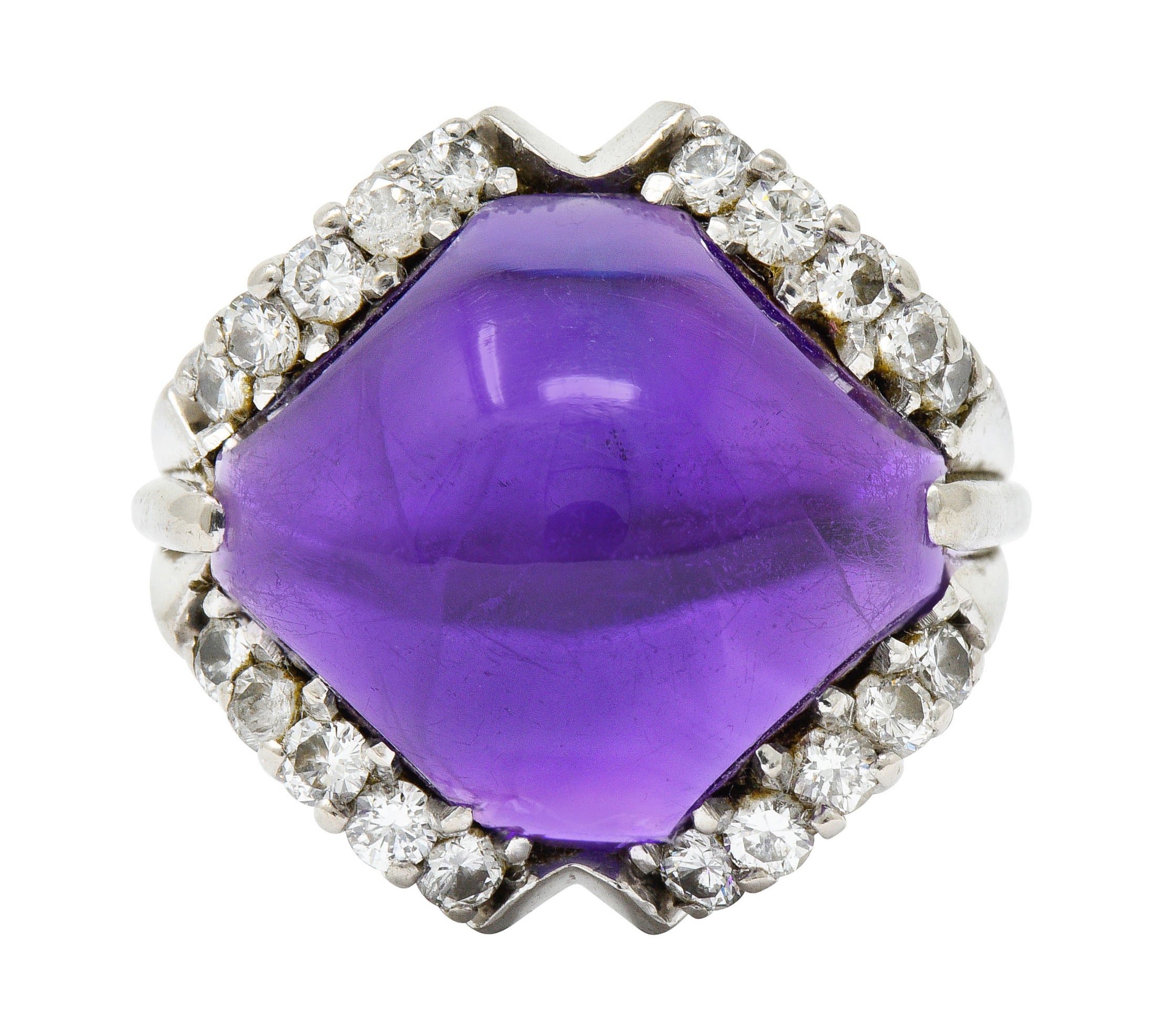 Spritzer & Fuhrmann Vintage Amethyst Diamond 18 Karat White Gold Cocktail RingRing - Wilson's Estate Jewelry