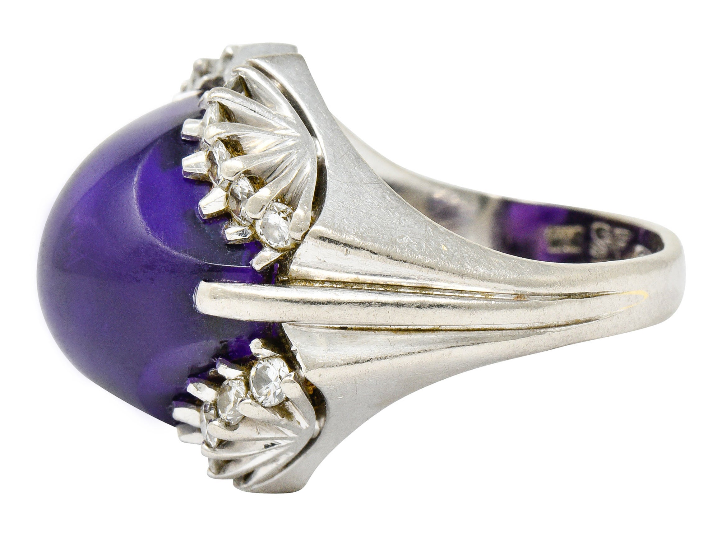 Spritzer & Fuhrmann Vintage Amethyst Diamond 18 Karat White Gold Cocktail RingRing - Wilson's Estate Jewelry