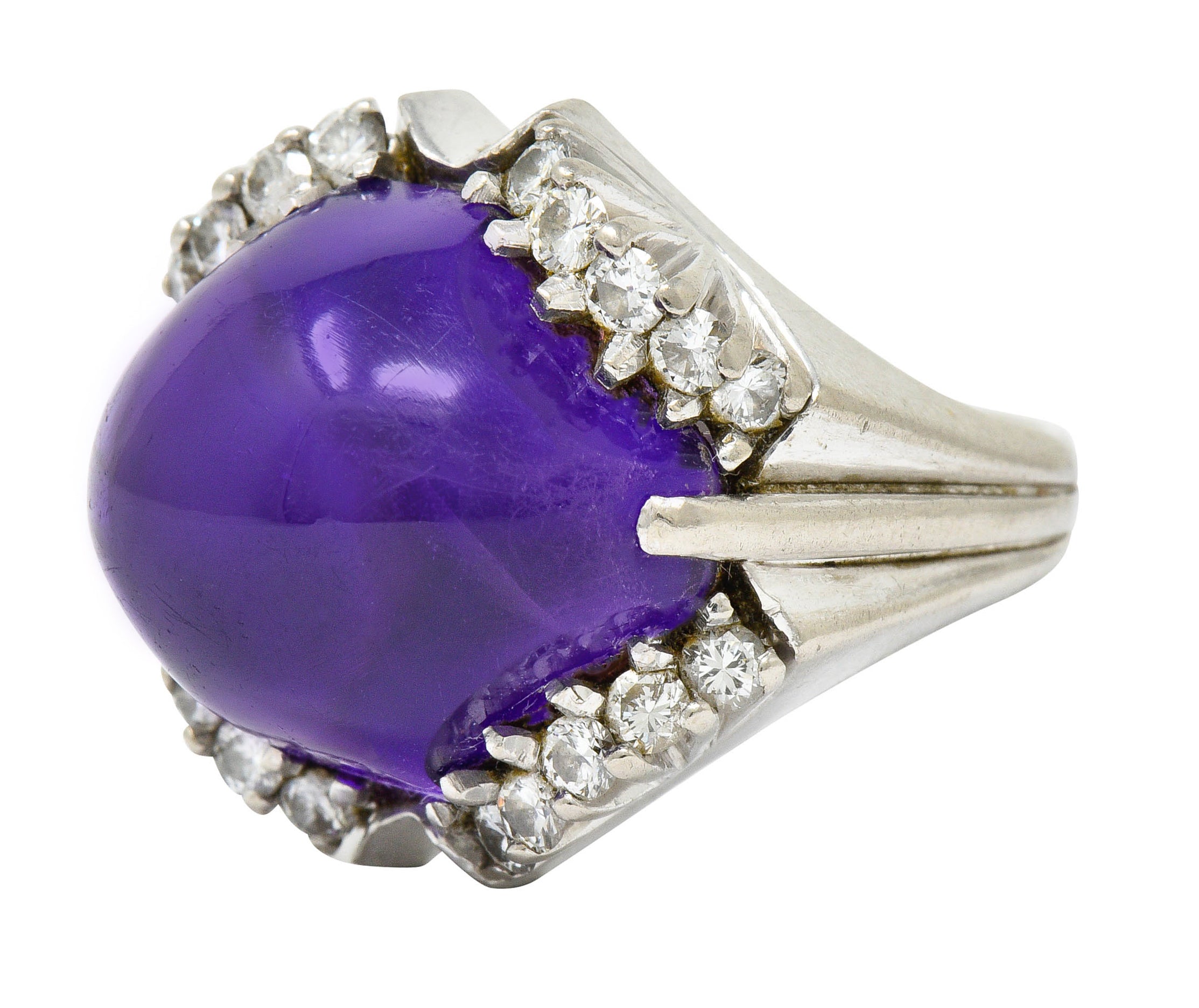 Spritzer & Fuhrmann Vintage Amethyst Diamond 18 Karat White Gold Cocktail RingRing - Wilson's Estate Jewelry