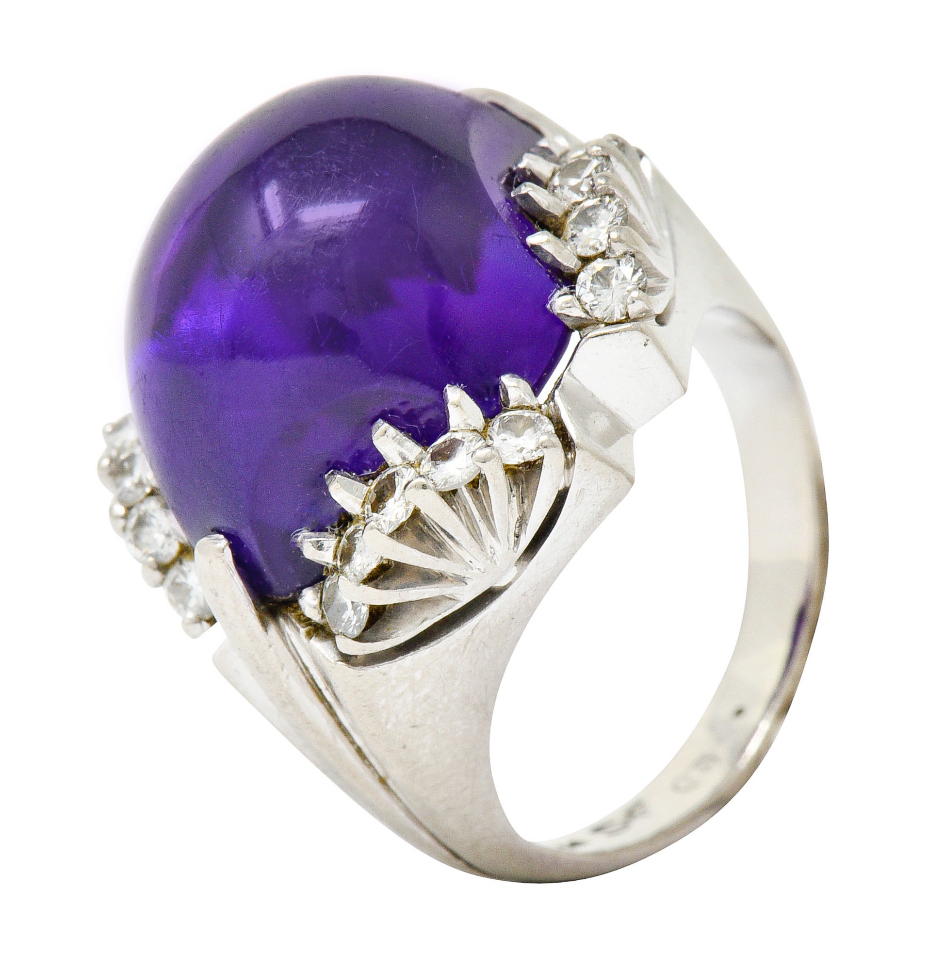 Spritzer & Fuhrmann Vintage Amethyst Diamond 18 Karat White Gold Cocktail RingRing - Wilson's Estate Jewelry