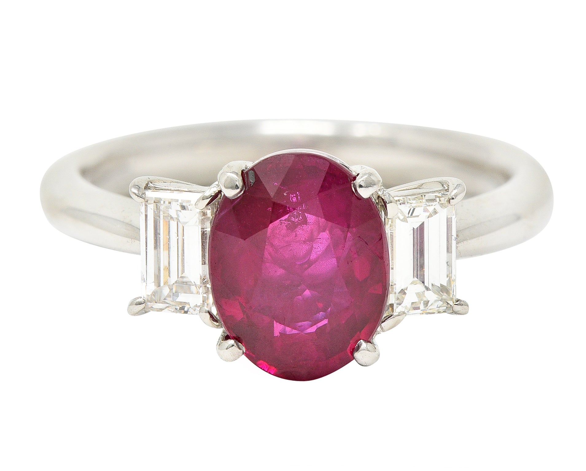 Contemporary 2.89 CTW Burma Ruby Diamond Platinum Gemstone Ring GIA Wilson's Estate Jewelry