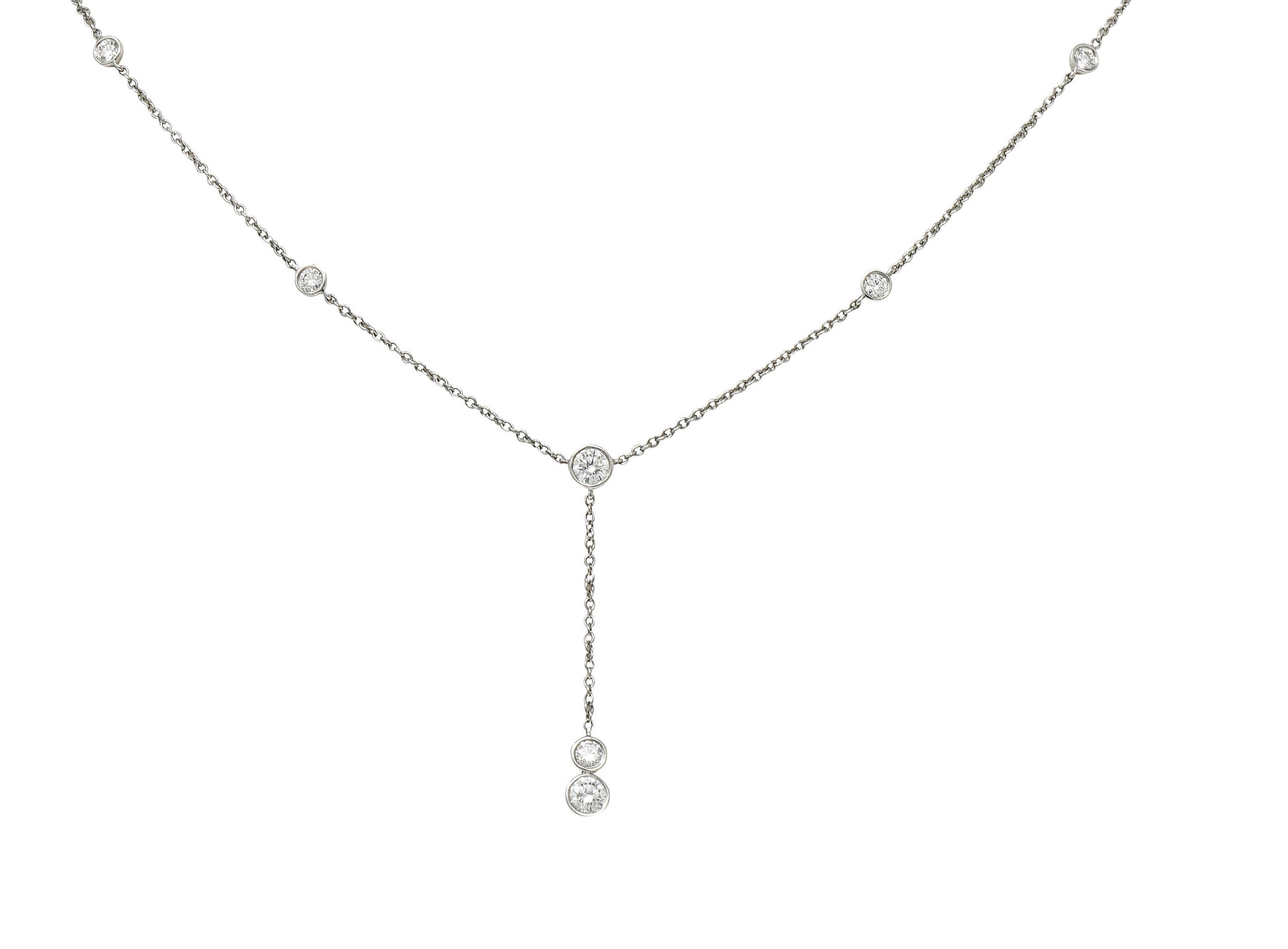 Tiffany & Co. Elsa Peretti 1.00 CTW Diamond Platinum Diamonds By The Yard Lariat NecklaceNecklace - Wilson's Estate Jewelry