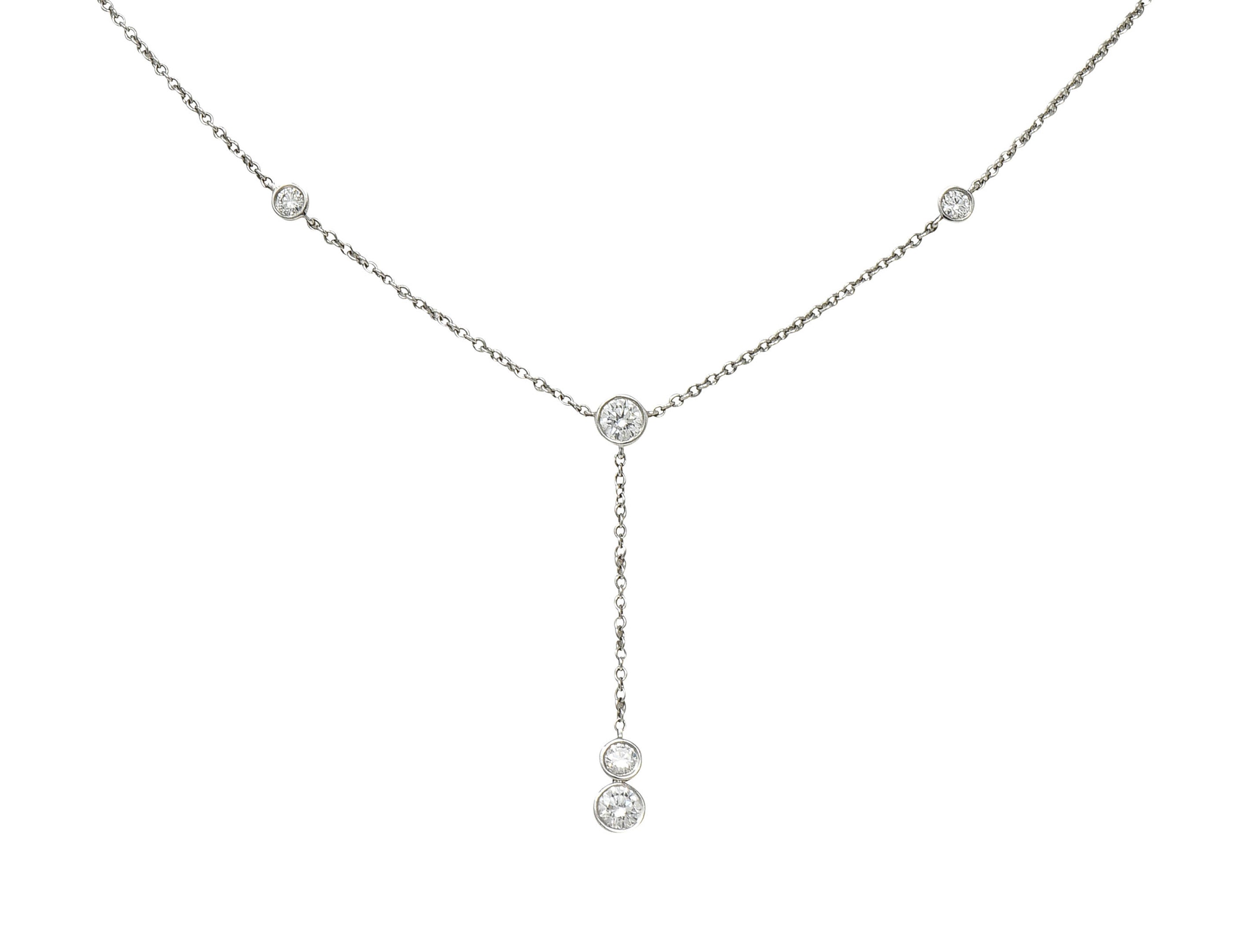 Tiffany & Co. Elsa Peretti 1.00 CTW Diamond Platinum Diamonds By The Yard Lariat NecklaceNecklace - Wilson's Estate Jewelry