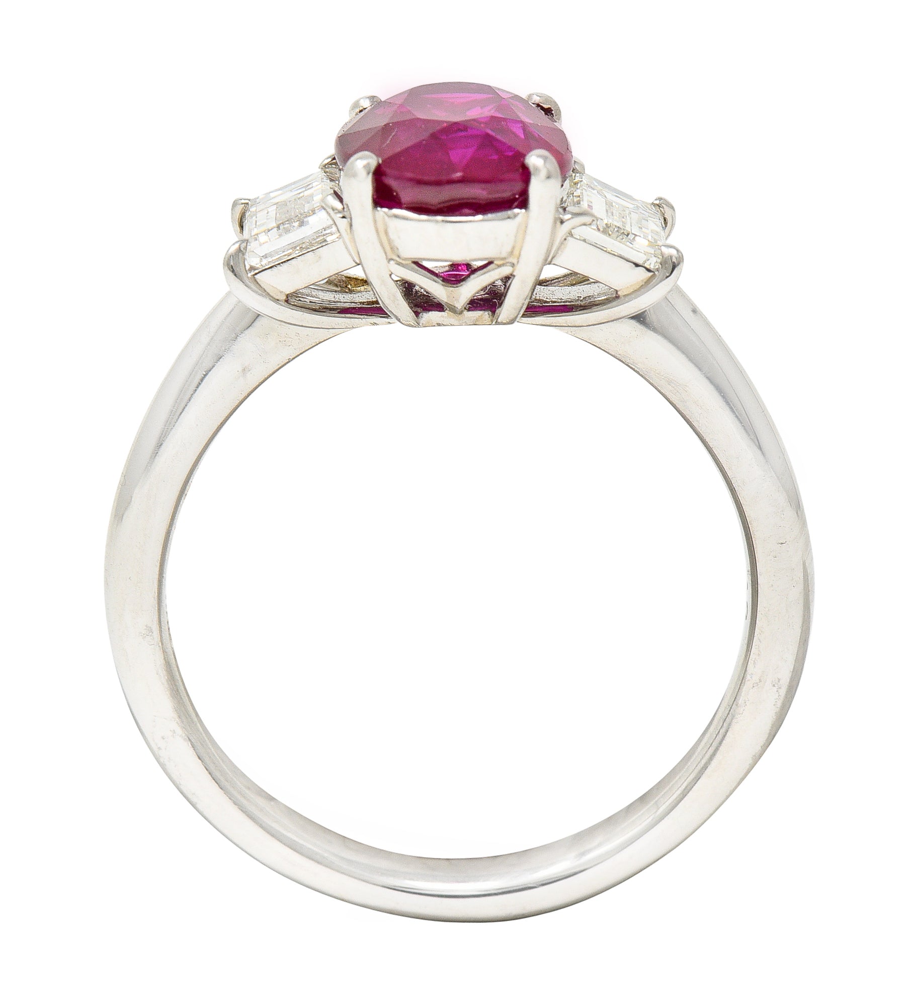 Contemporary 2.89 CTW Burma Ruby Diamond Platinum Gemstone Ring GIA Wilson's Estate Jewelry